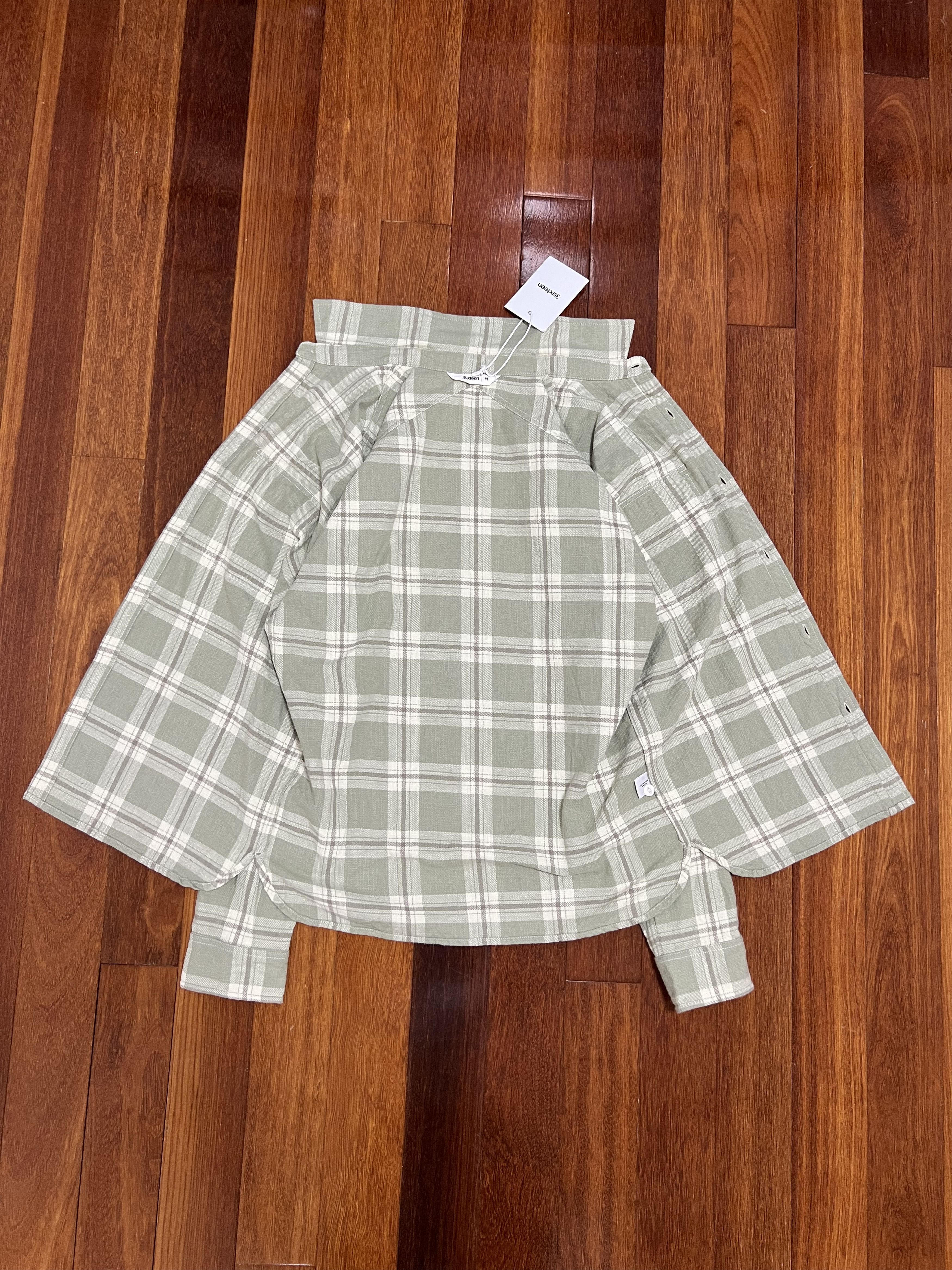 3sixteen 💚 3sixteen Crosscut Flannel Seafoam Green Slub Check NEW Size US M / EU 48-50 / 2 - 7 Thumbnail