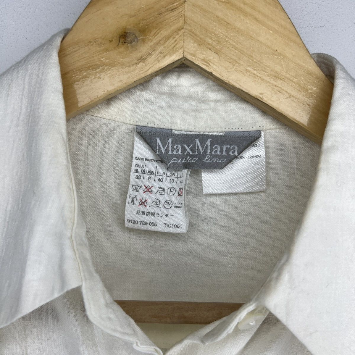 Designer × Max Mara MaxMara Linen Button Up Shirt White Top Blouse Size M / US 6-8 / IT 42-44 - 4 Thumbnail