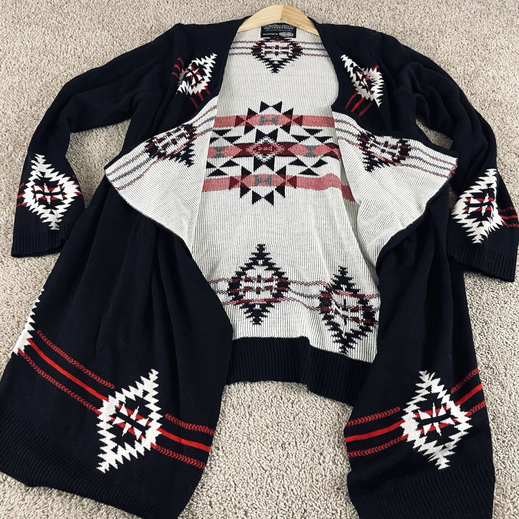 Vintage Powder River Outfitters Cardigan Sweater Womens Large Aztec Southwest Ranch R2 Size L / US 10 / IT 46 - 2 Thumbnail