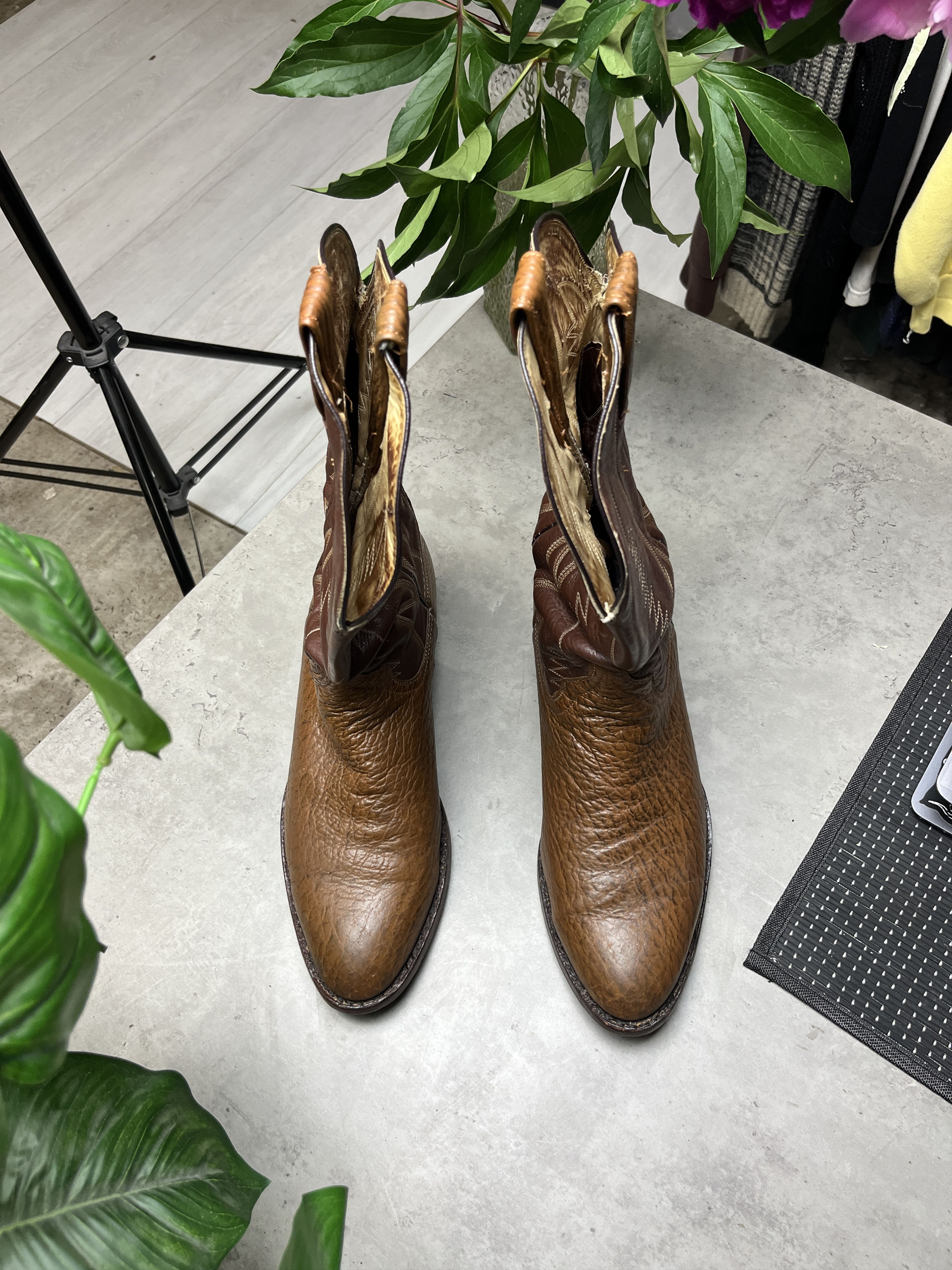 Other 1980s VINTAGE TEXTURED LEATHER WESTERN COWBOY BOOTS - 5106 Size US 10.5 / EU 43-44 - 4 Thumbnail