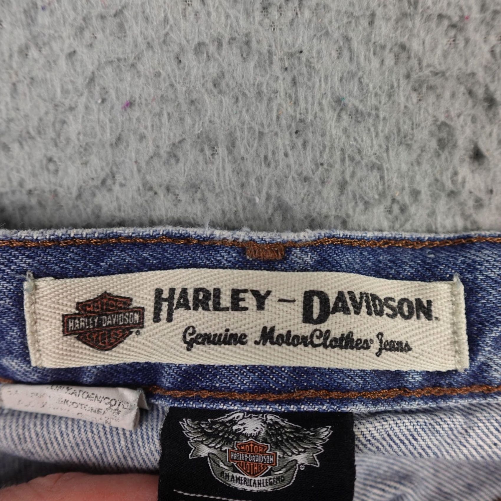 Harley Davidson Harley-Davidson Jeans Mens Blue Denim Straight Leg Shield 36x30 Biker Motorcycle Retro Size US 36 / EU 52 - 3 Thumbnail