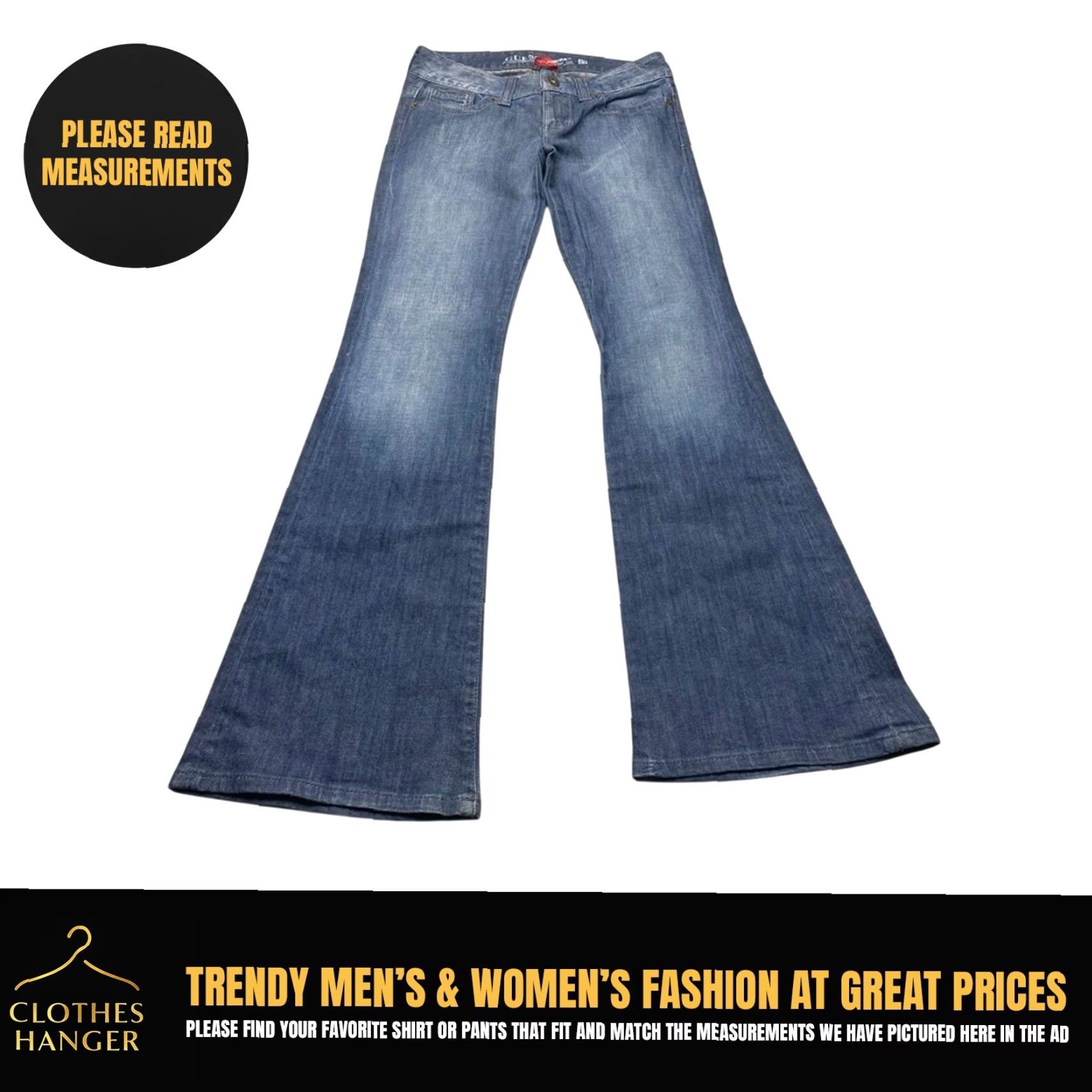 Guess VINTAGE Guess Y2K Women's Daredevil Flare Jeans 29x34 Nice Fade 8172 - Denim Blue 5-Pocket Jeans Size 29" - 2 Thumbnail