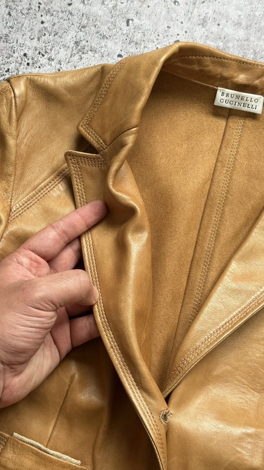 Brunello Cucinelli Women's Brunello Cucinelli Vintage Leather Blazer Jacket Size M / US 6-8 / IT 42-44 - 15 Thumbnail
