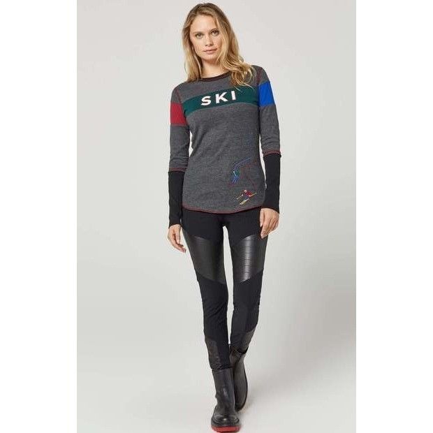 image of Designer NWT Alp N Rock Grey Retro Ski Apres Crew Shirt Xs Msrp$188 N, Women's