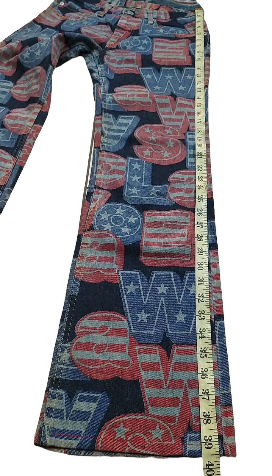 Hysteric Glamour RARE🔥VINTAGE HYSTERIC GLAMOUR KINKY ALL PRINT FLARED JEANS Size US 29 - 13 Thumbnail