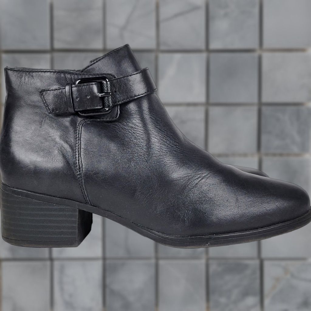 Naturalizer Naturalizer Drewe Black Leather Ankle Boots Z2174 7.5 M Women Bootie Leather Upper Insole Leather Outsole Mid Heel Block Vintage No Size US 8 / IT 38 - 1 Thumbnail