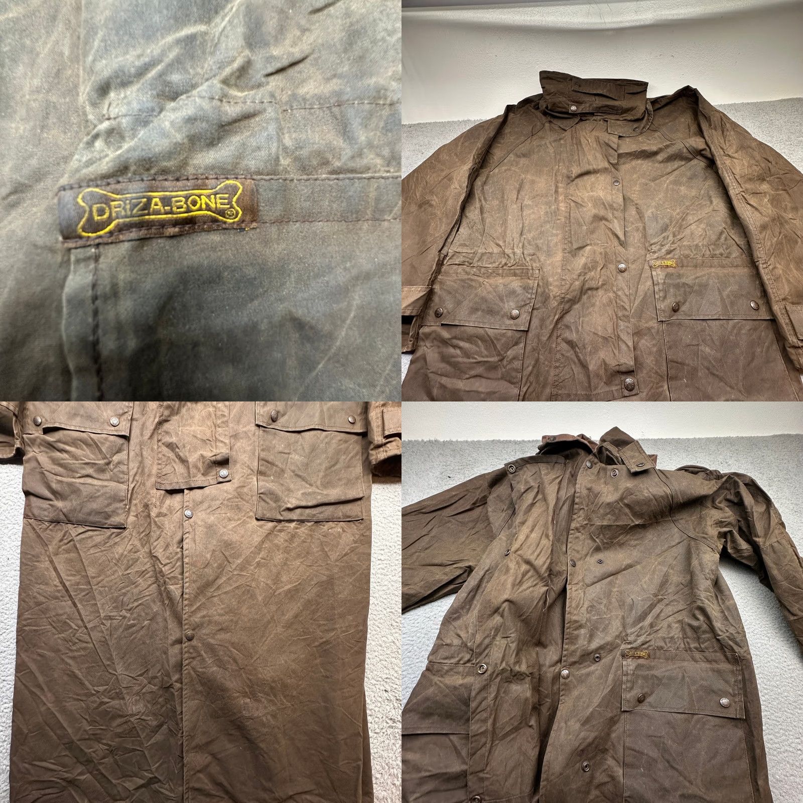 Vintage Driza Bone Australia Waxed Cotton Trench Riding Coat Mens XL 7 Brown Snap Size US XL / EU 56 / 4 - 9 Thumbnail