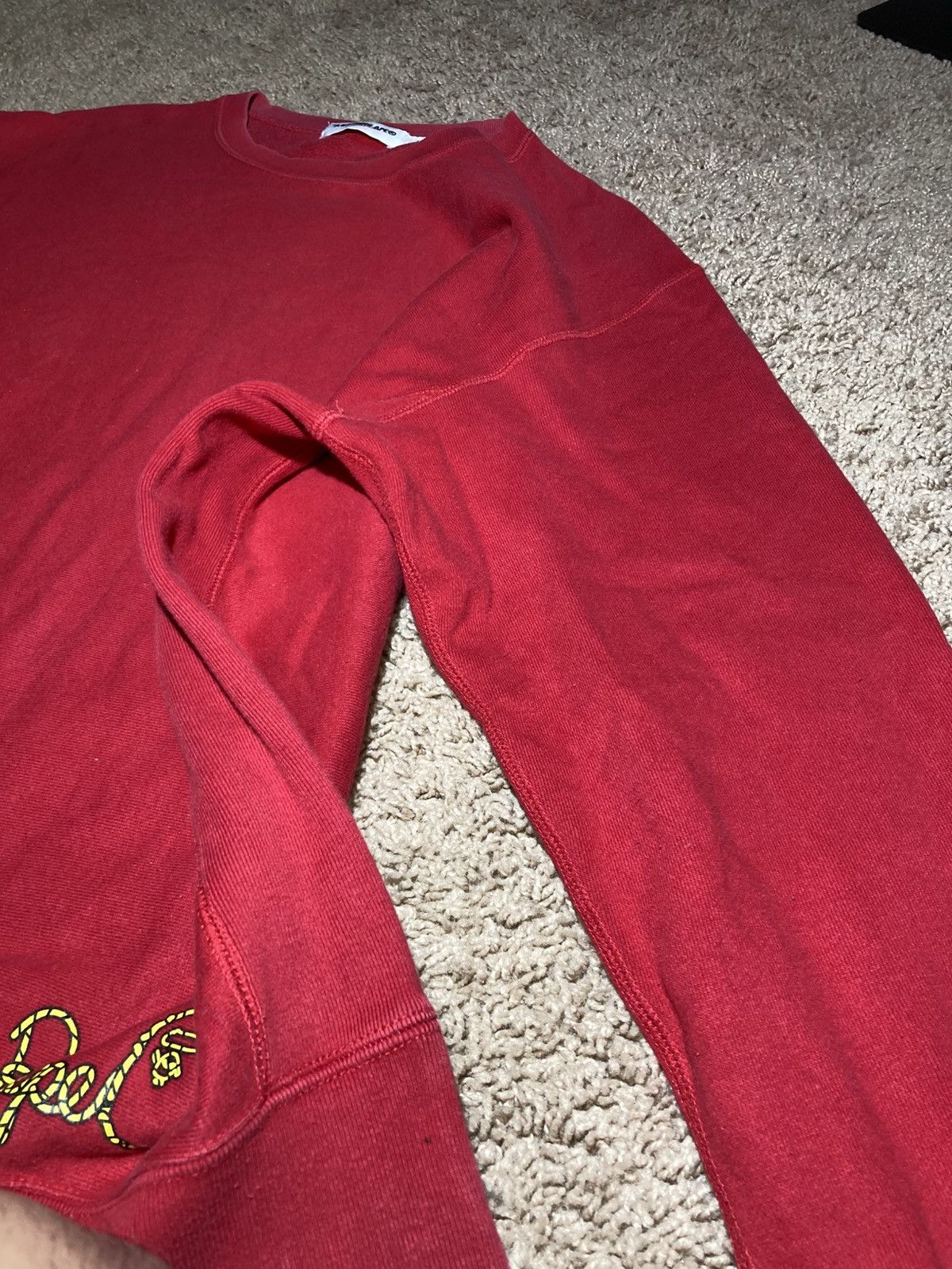 Bape 2012 Bape ASNKA Cursive Logo Graphic Crewneck Red Nigo OG Size US L / EU 52-54 / 3 - 6 Thumbnail