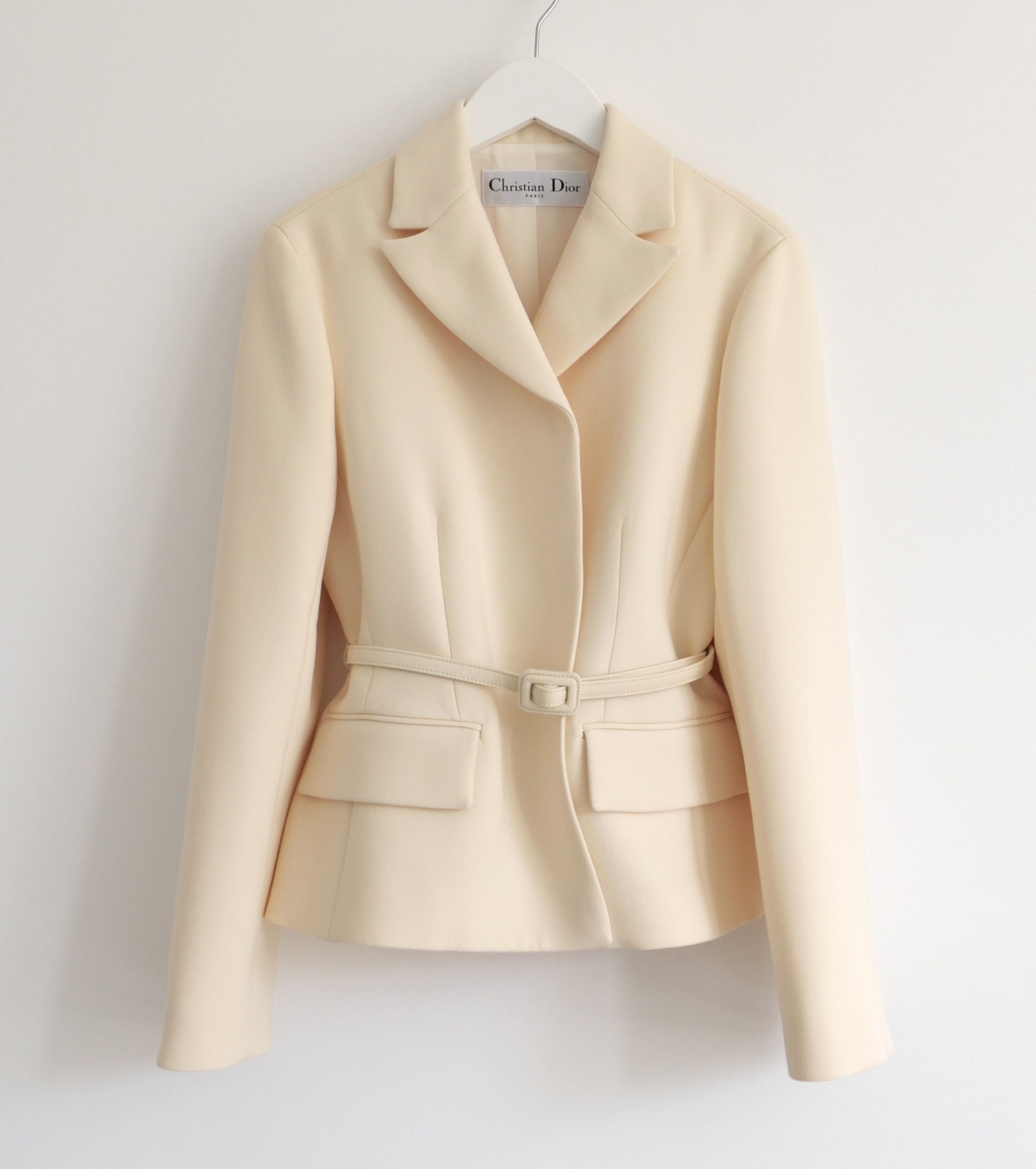 Dior Dior Cruise 2022 Cream Wool Silk Belted Bar Jacket Size S / US 4 / IT 40 - 2 Thumbnail