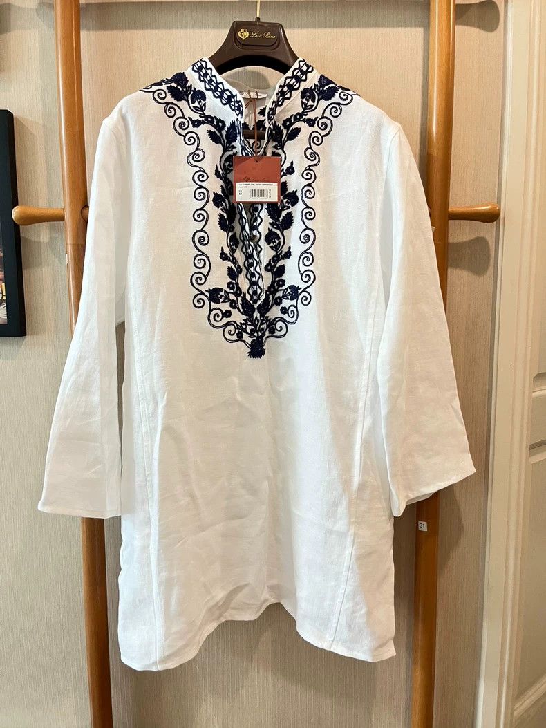 Loro Piana LORO PIANA Embroidered linen dress Size S / US 4 / IT 40 - 1 Thumbnail