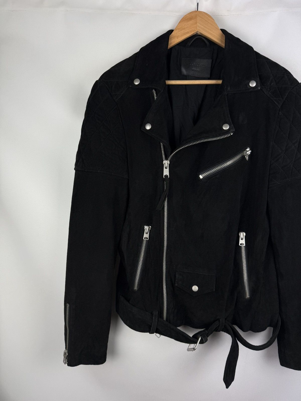 Allsaints Allsaints Bonson Biker Goat Leather Belted Suede Jacket Size US M / EU 48-50 / 2 - 2 Thumbnail