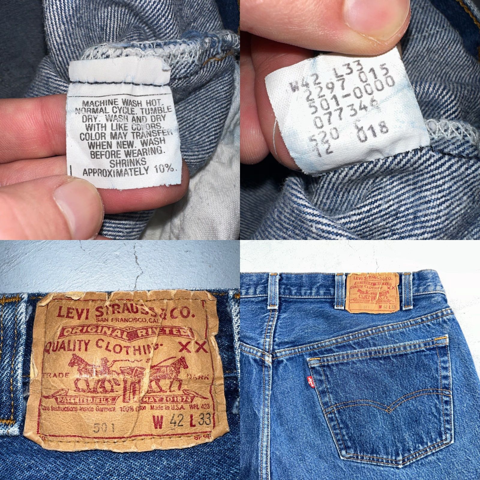 Levi's VINTAGE Levi's 501 Jeans Men 42x33 Straight 90s USA Blue Med Wash Denim 501 Series Home 42 Regular Medium Mens Size US 42 / EU 58 - 9 Thumbnail