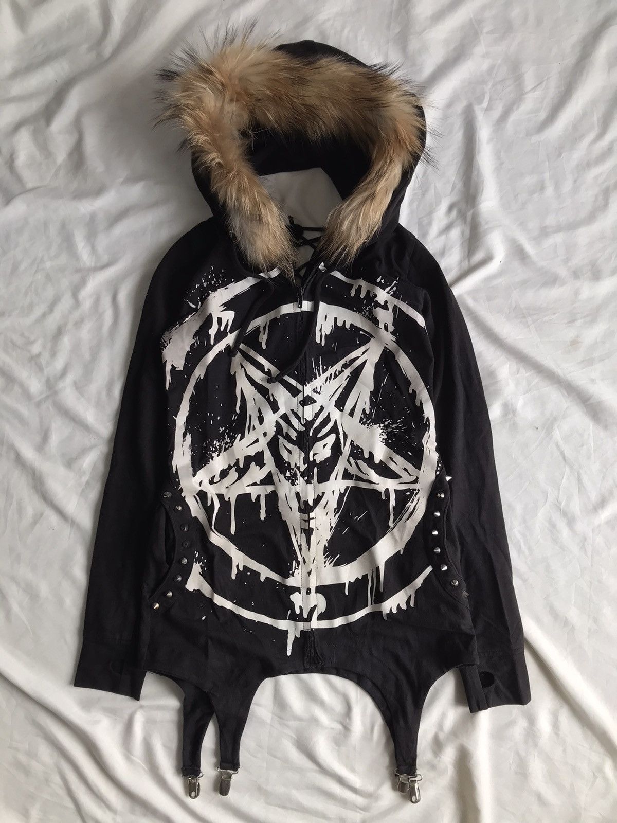 image of Avant Garde x Vintage Heartless Gothic Fur Hoodie in Black, Men's (Size Medium)