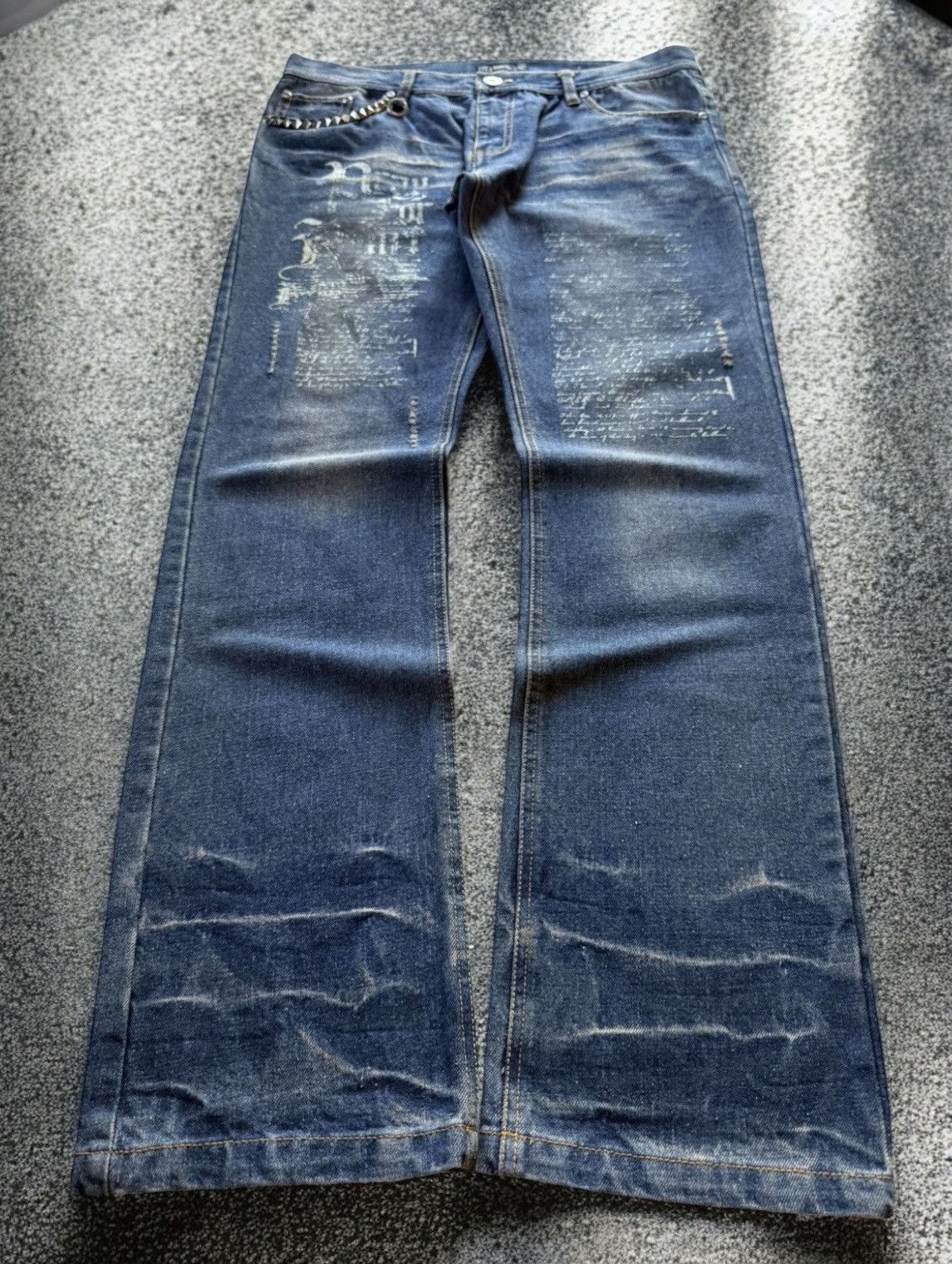 In The Attic 2000s In The Attic Japan Poems Studded Muddy Jeans Size US 34 / EU 50 - 1 Thumbnail