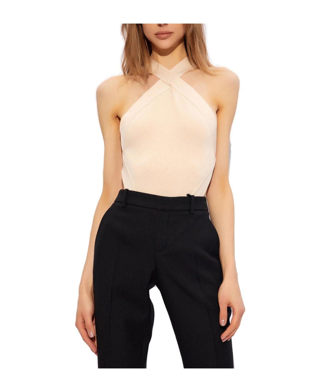 Saint Laurent Paris o1y0126 Bodysuit in Beige Size S / US 4 / IT 40 - 2 Thumbnail