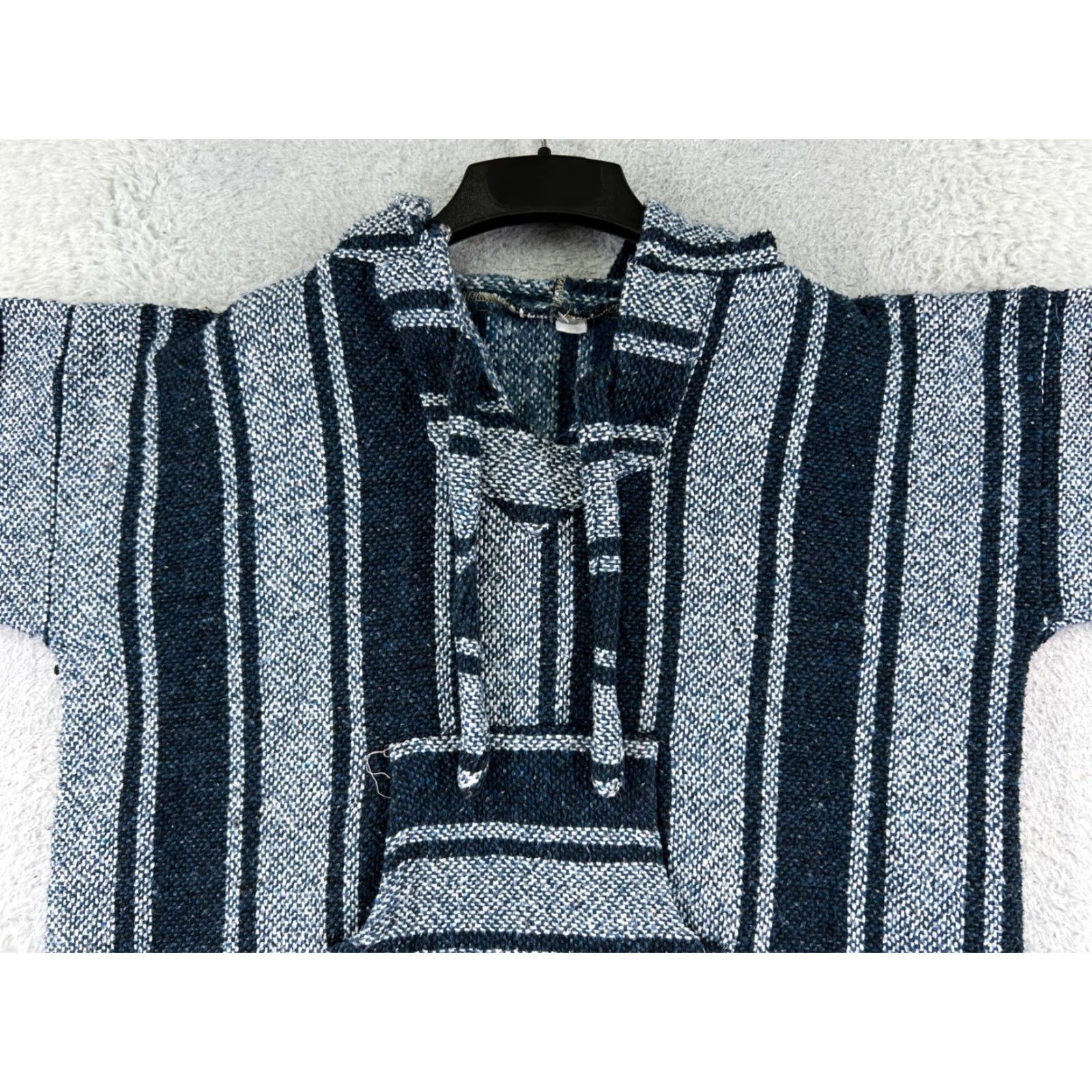 Vintage Baja Hoodie Men XL Blue Stripe Pocket Sweater Drug Rug Poncho Mexico Hooded Pullover All Seasons Casual Cardi B Size US XL / EU 56 / 4 - 4 Thumbnail