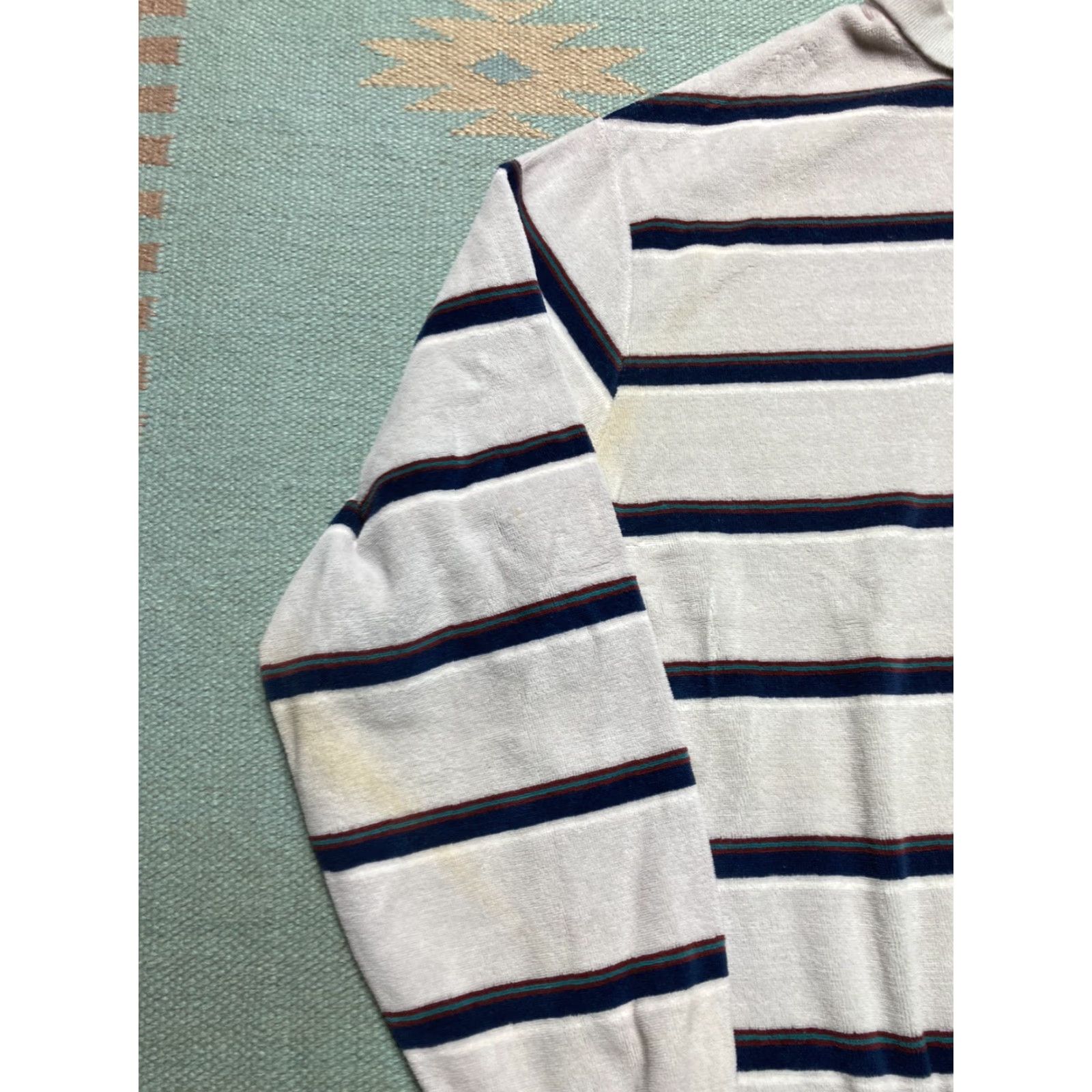 Vintage VINTAGE Polo Shirt Long Sleeve XL Velour Striped Adult 70s 80s Size US XL / EU 56 / 4 - 3 Thumbnail