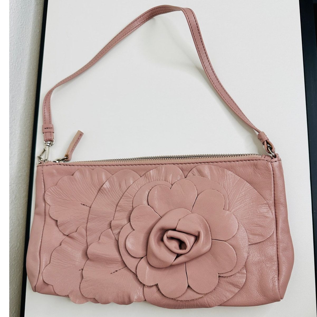 Furla NWOT Furla Dusty Pink Floral Leather Embellished Handbag Size ONE SIZE - 2 Thumbnail
