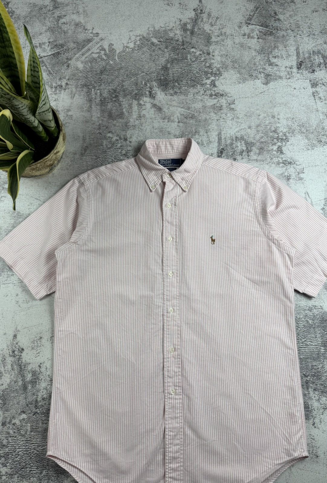 Polo Ralph Lauren Polo Ralph Lauren Yarmouth Cotton 14 1/2 Pink Button Striped Short Sleeve Shirt Size US M / EU 48-50 / 2 - 4 Thumbnail