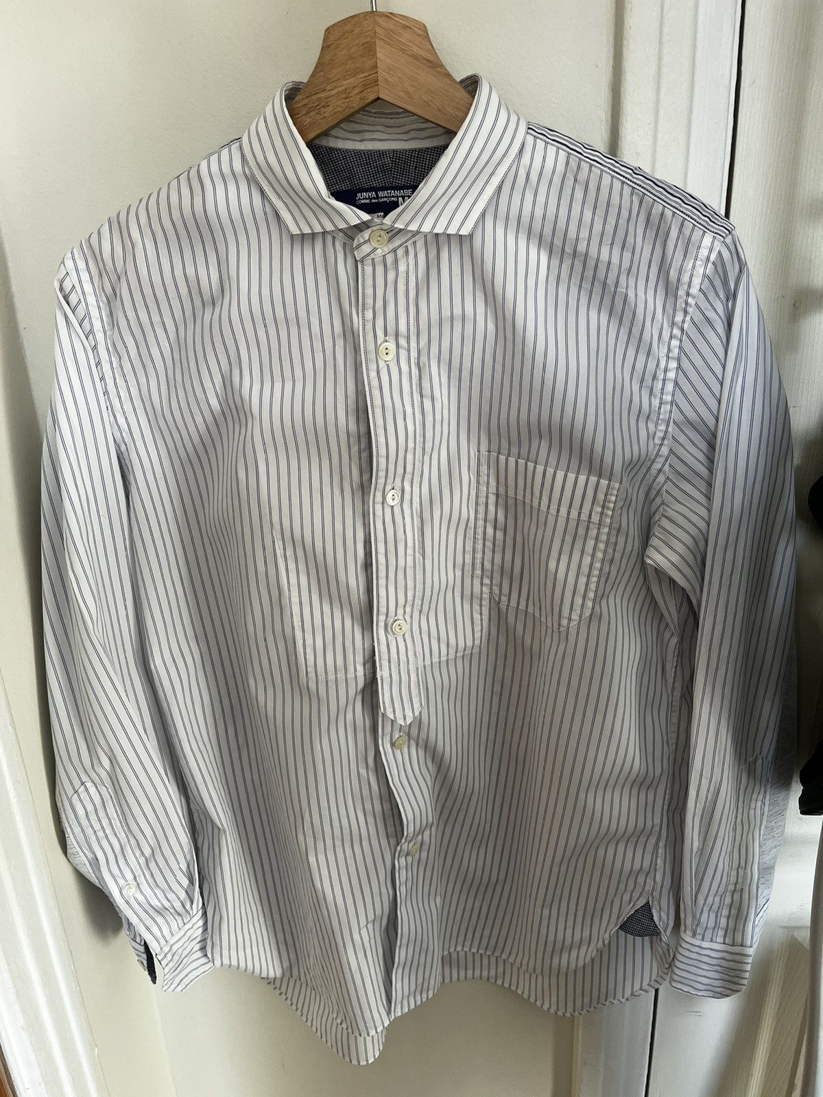 image of Junya Watanabe Fw19 Panelled Shirt in White/Blue, Men's (Size XS)