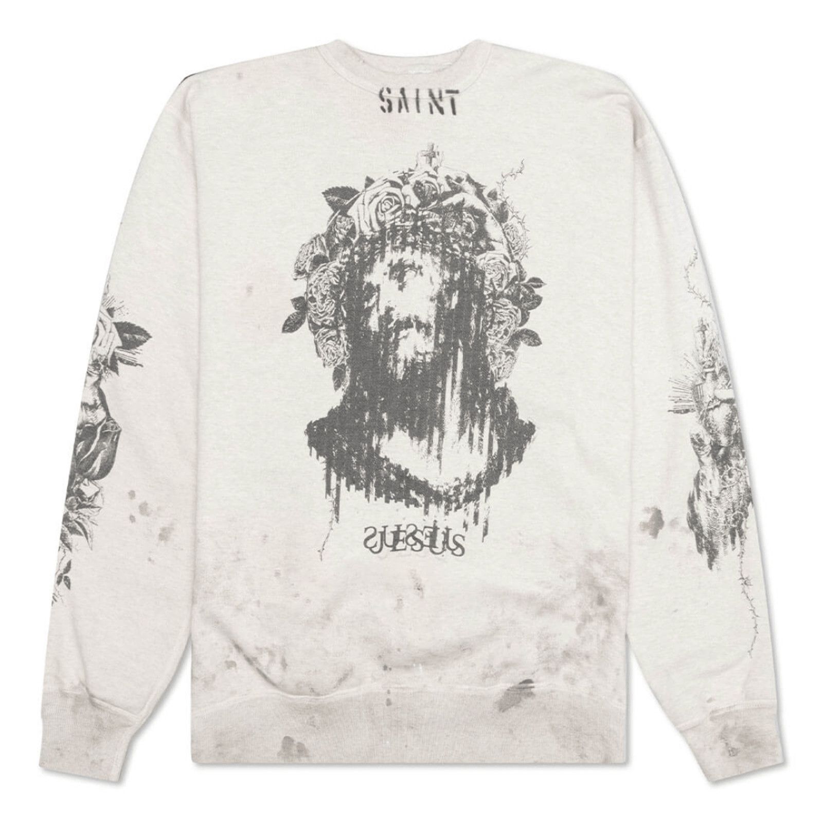 image of Saint Michael Kawamura Crewneck Sweatshirt Grey, Men's (Size Medium)