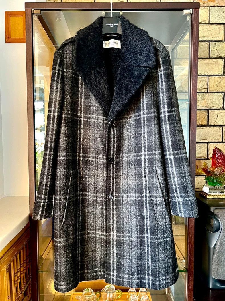 Saint Laurent Paris Saint Laurent Paris Camel wool plaid coat-2506 Size US M / EU 48-50 / 2 - 1 Thumbnail