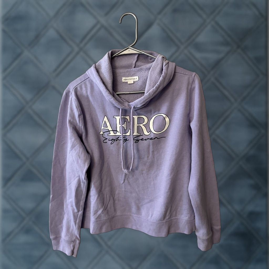 Vintage Aeropostale Hoodie Womens Size Large Purple Graphic Pullover Size L / US 10 / IT 46 - 1 Thumbnail