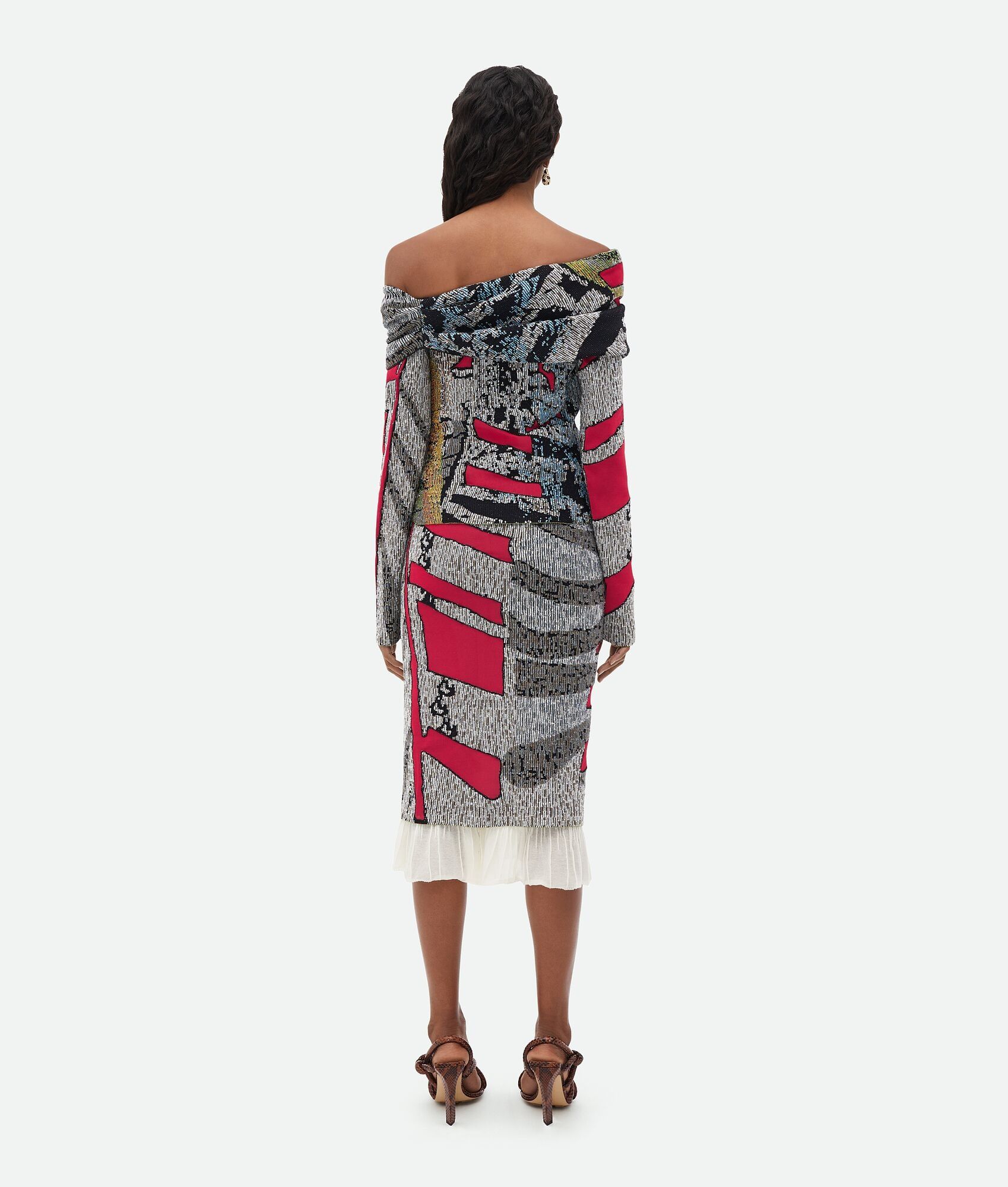 Bottega Veneta o1w1db10825 Graphic Viscose Jacquard Dress in Multicolor Size XS / US 0-2 / IT 36-38 - 3 Thumbnail