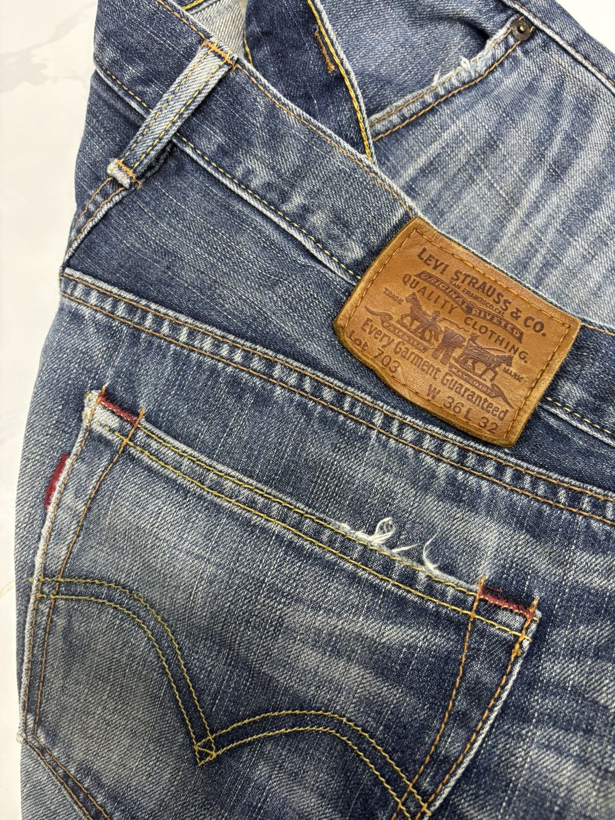 Kapital 💥BAGGY💥VTG LEVIS 703 BAGGY JEANS DISTRESSED DENIM LOOSE FIT Size US 36 / EU 52 - 10 Thumbnail