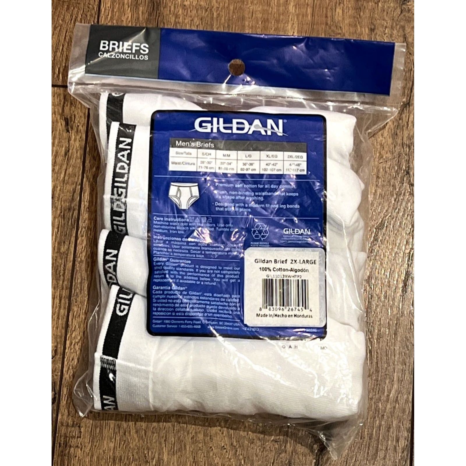 Gildan Gildan Briefs 2XL White Cotton Comfort Waistband Underwear Mens 44-46 Short Description: Solid Briefs, 2 Piece Pack Size US 39 - 3 Thumbnail