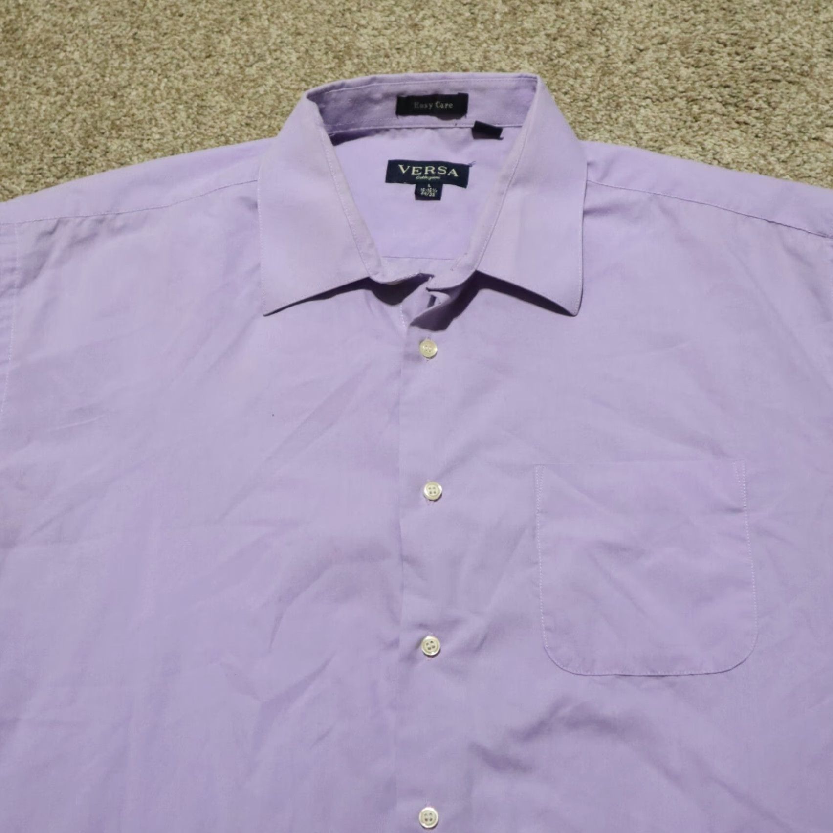 Versace Versa Shirt Button-Up Long Sleeve Purple Mens 16.5 34/35 Regular Cotton Vintage No N/A Size US XL / EU 56 / 4 - 2 Thumbnail