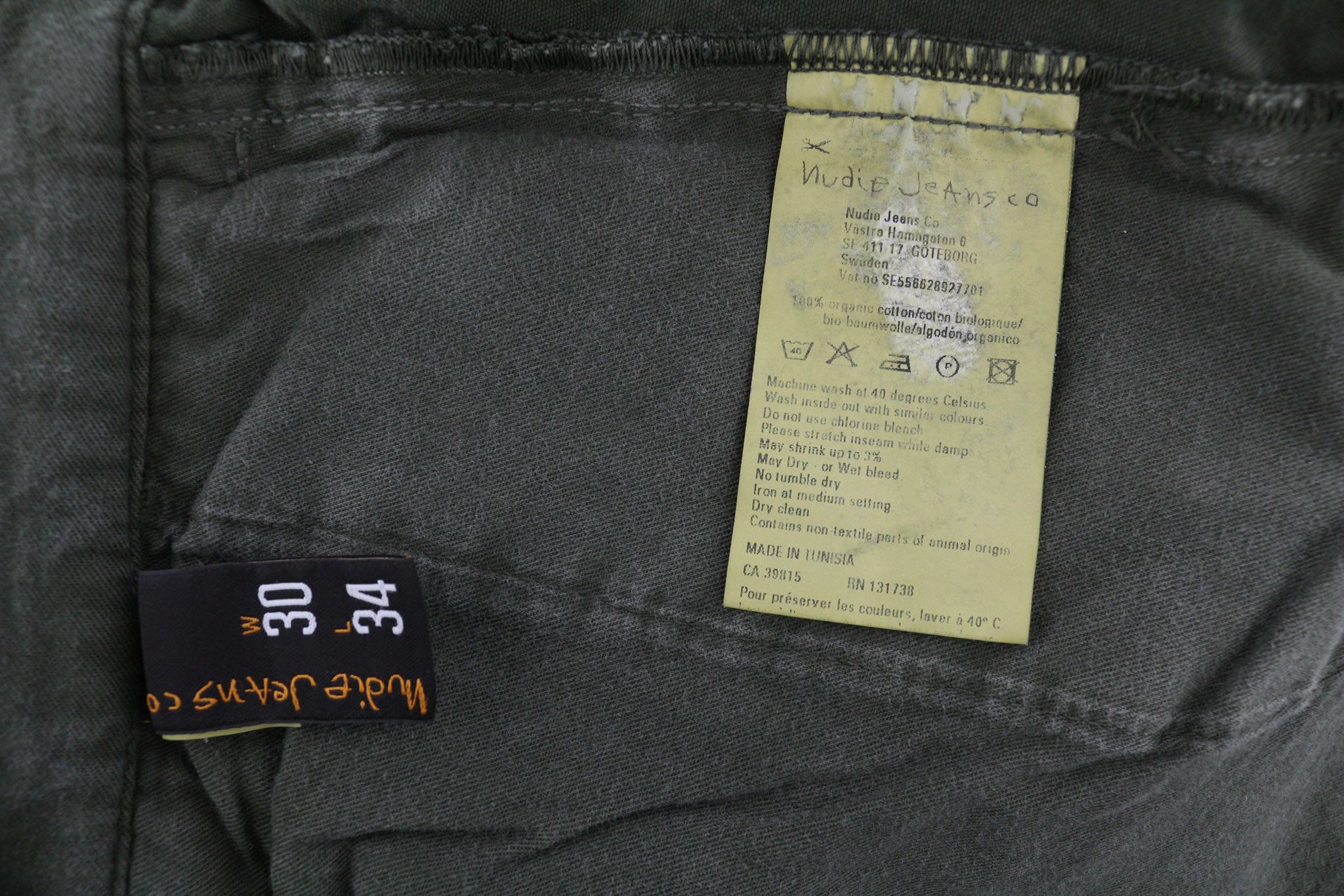 Nudie Jeans KHAKI REGULAR W30/L34 Organic Olive Crisp Trousers 82661 Size US 30 / EU 46 - 6 Thumbnail