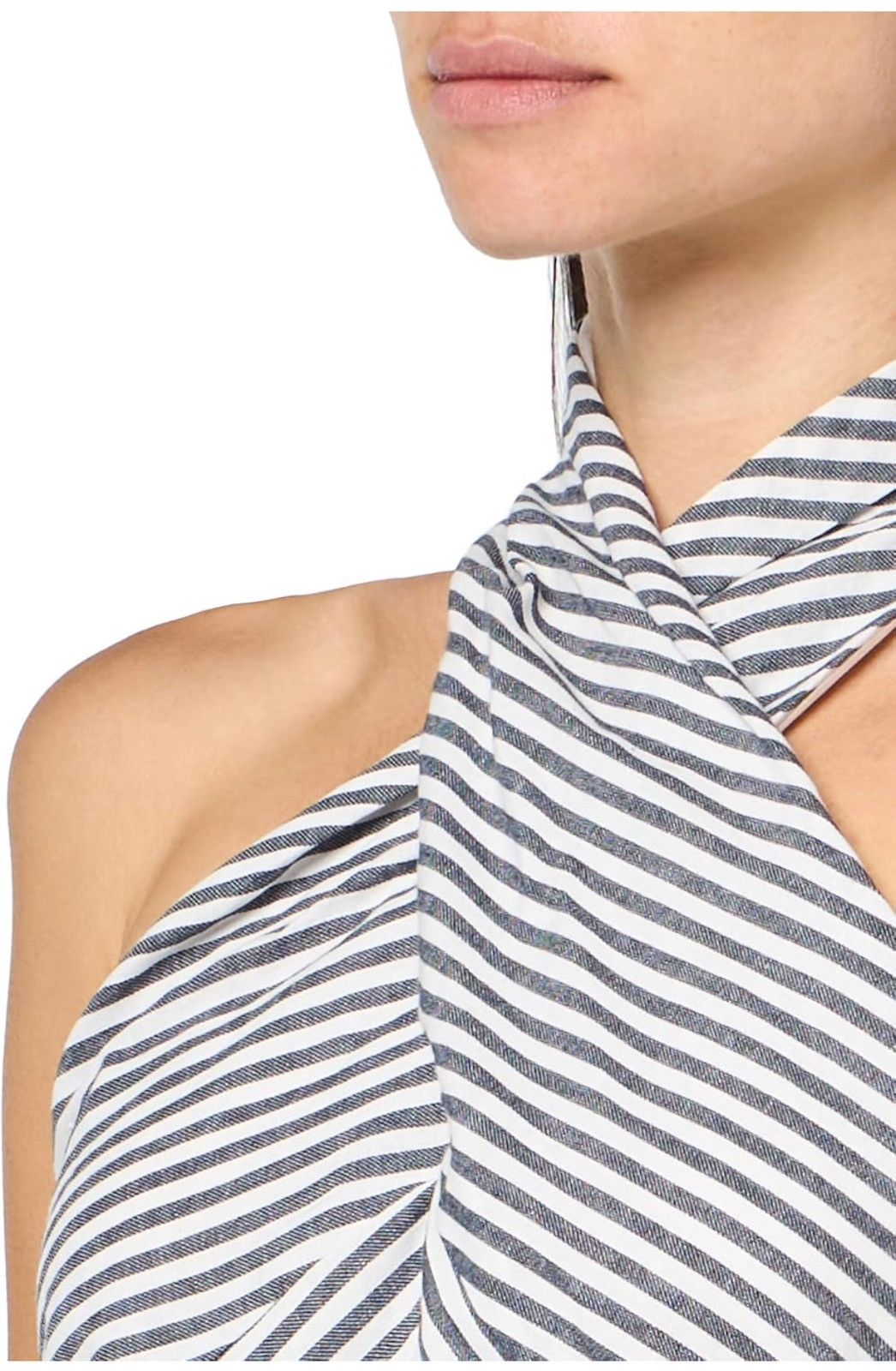 Steve Madden Steve Madden Kosta Top in Navy Stripe w/ Crisscross Neckline Size S / US 4 / IT 40 - 2 Thumbnail