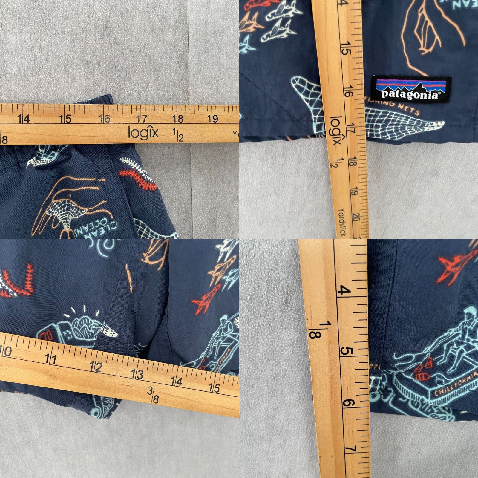 Patagonia Patagonia Baggies Shorts Adult Large Blue Oceans Fish Swim Trunks Beach L Geometric Pattern Polyester Size US 33 - 8 Thumbnail