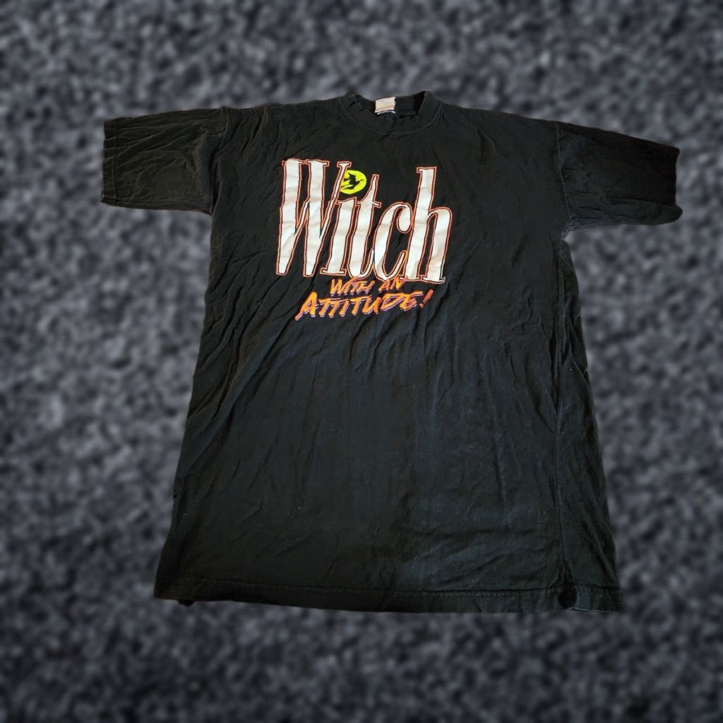 Vintage VINTAGE Ground Women’s Witch with an Attitude Black Shirt Dress One Size 1990s Classic Size ONE SIZE - 1 Thumbnail