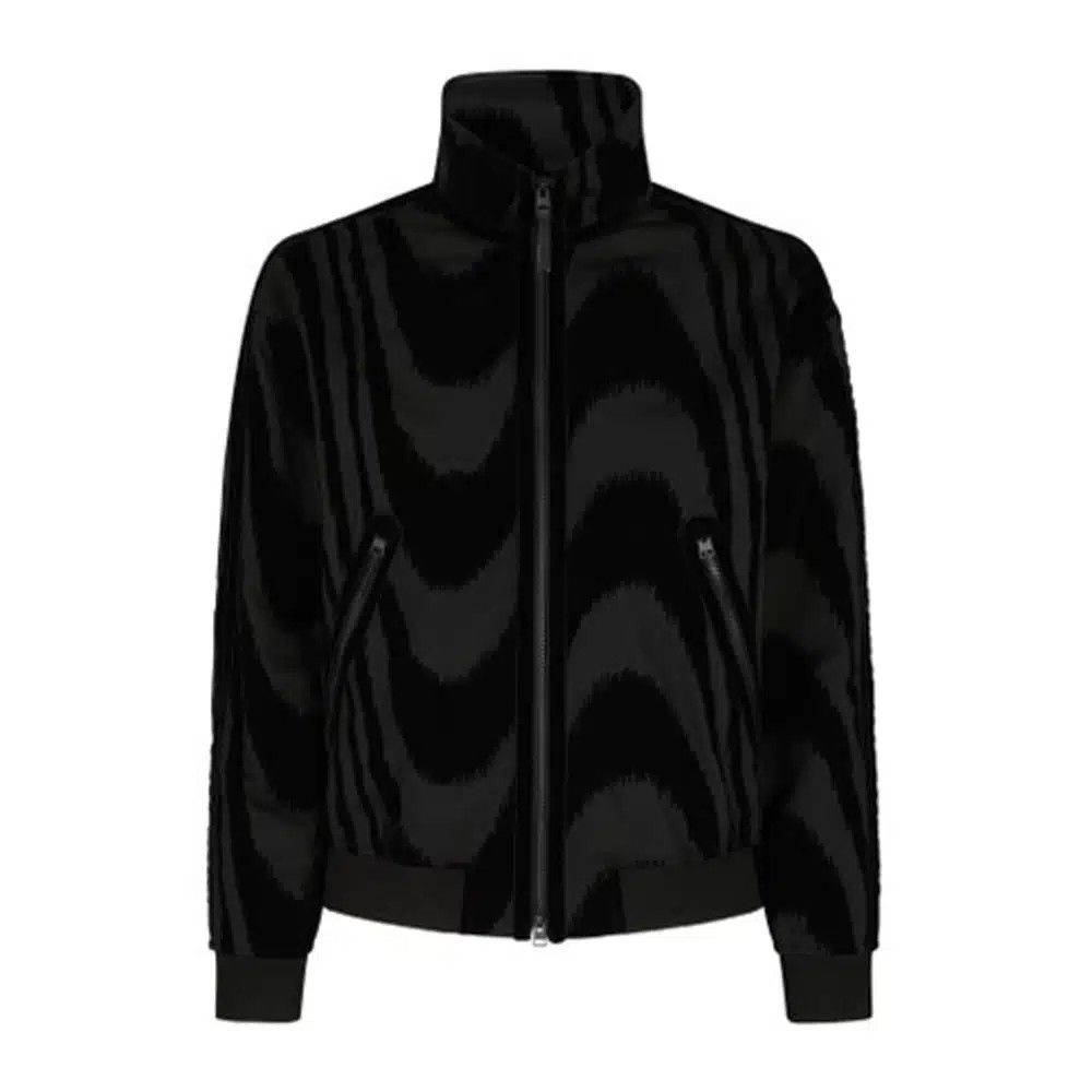 o1loc1c0424 OBS014 Wave Print Blouson Jacket in Black