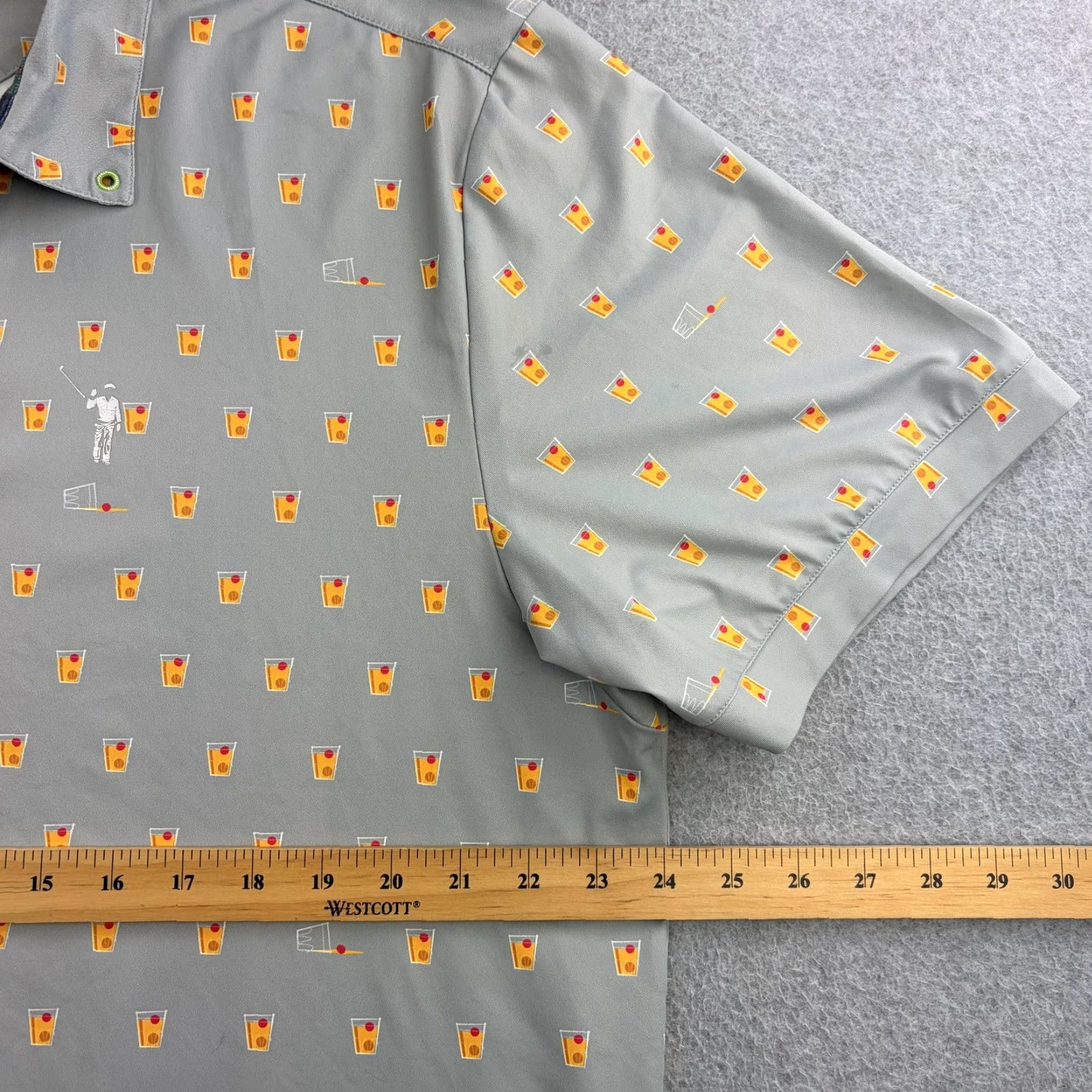 Vintage William Murray Polo Shirt Mens XL Gray Cocktail Print Golf Performance Adult Polo Short Sleeve Gray Cocktail Print Mens XL Size US XL / EU 56 / 4 - 2 Thumbnail