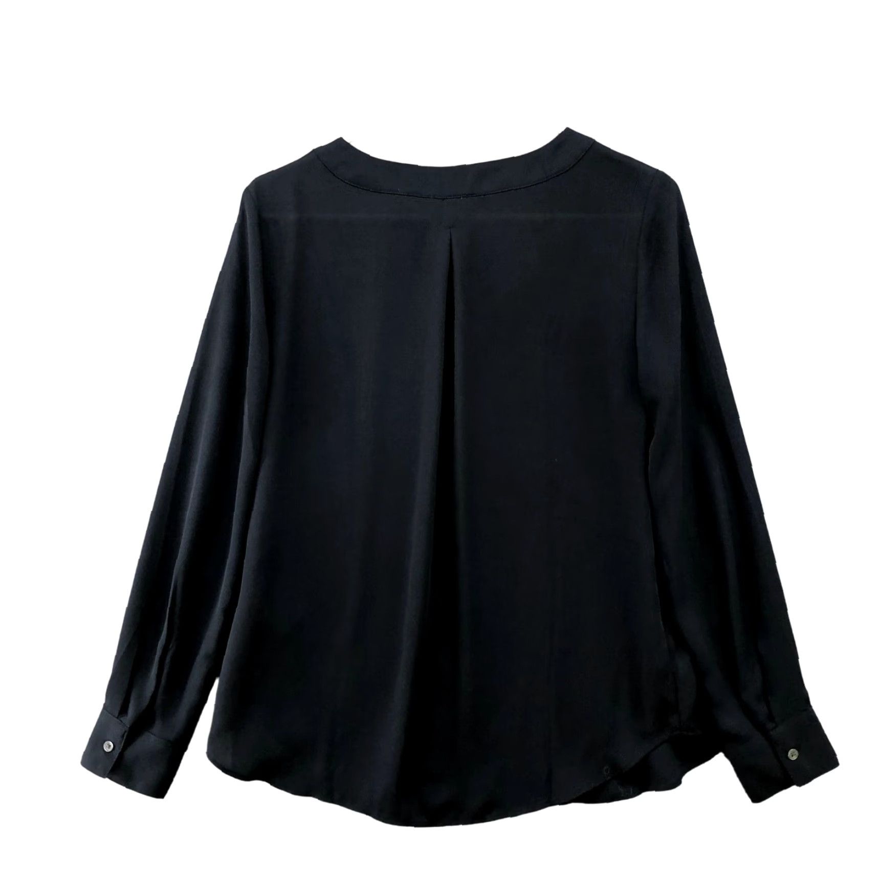 Banana Republic Banana Republic Blouse Womens XS Long Sleeve Pleat Back Crew Neck Chiffon Sheer Navy Blue Size XS / US 0-2 / IT 36-38 - 2 Thumbnail