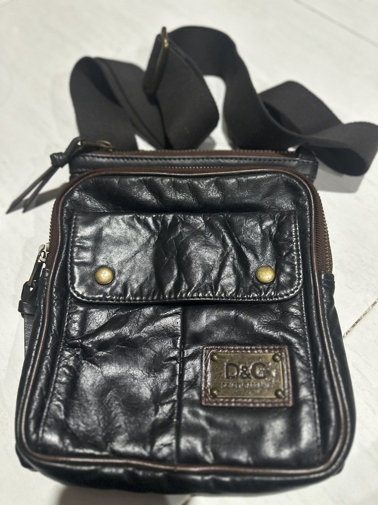Dolce & Gabbana D&G Mens Black Leather Crossbody Bag Size ONE SIZE - 1 Thumbnail
