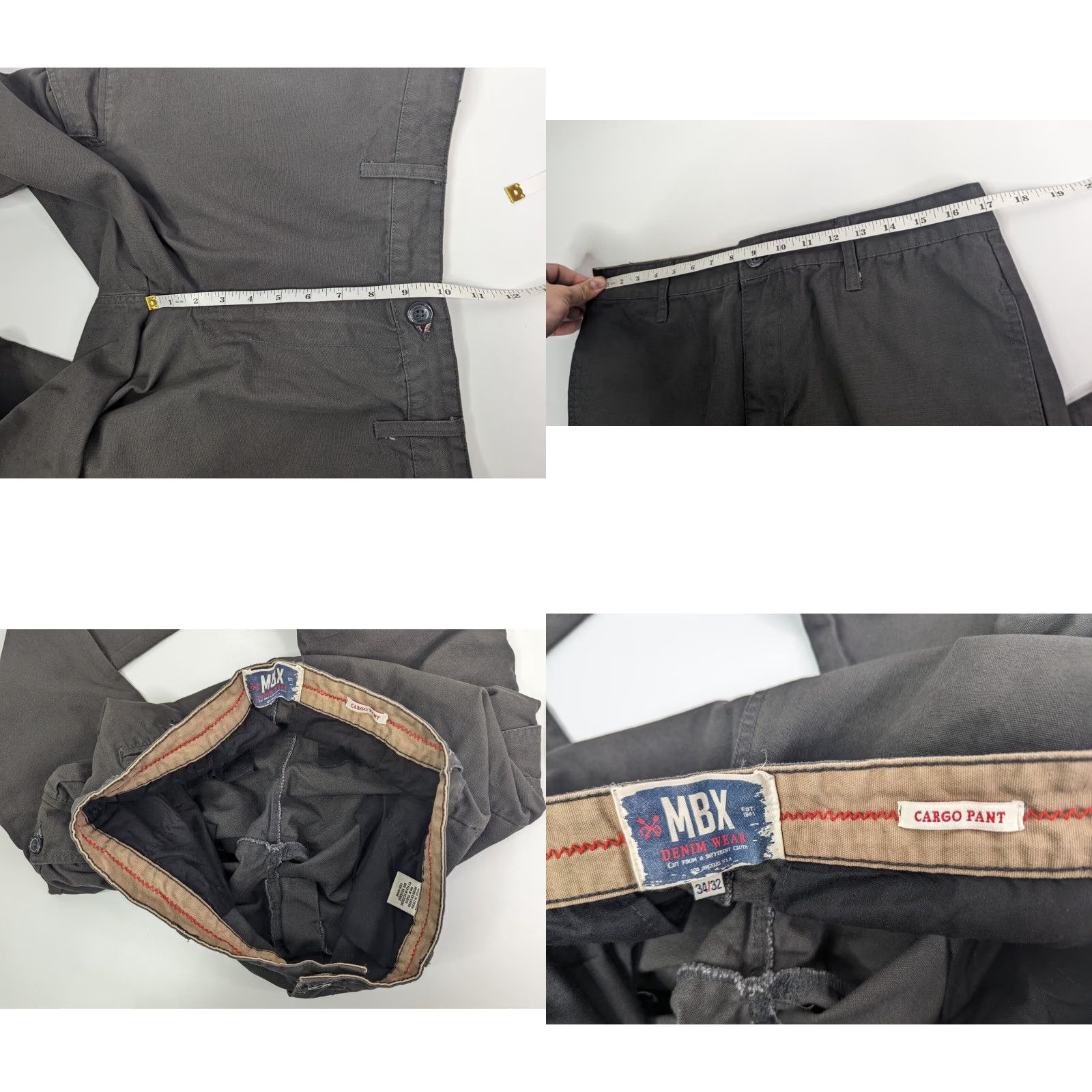 Denime MBX Denim Wear Cargo Pants Straight Leg 34x32 Grey Solid Mens Pants Regular Denim MBX Cargo 34 32 Gray Dark? Size US 34 / EU 50 - 8 Thumbnail