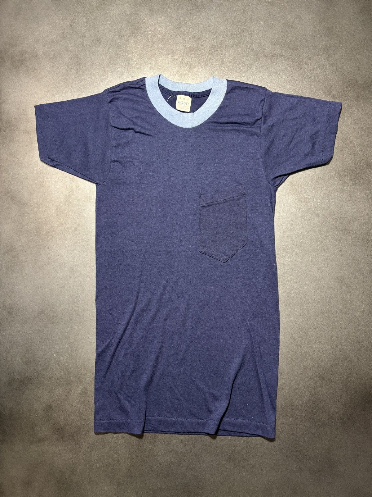 Vintage 1980s Ringer Tee 80s Vintage Blank Tee 5050 Thrashed Surplus Size US S / EU 44-46 / 1 - 2 Thumbnail