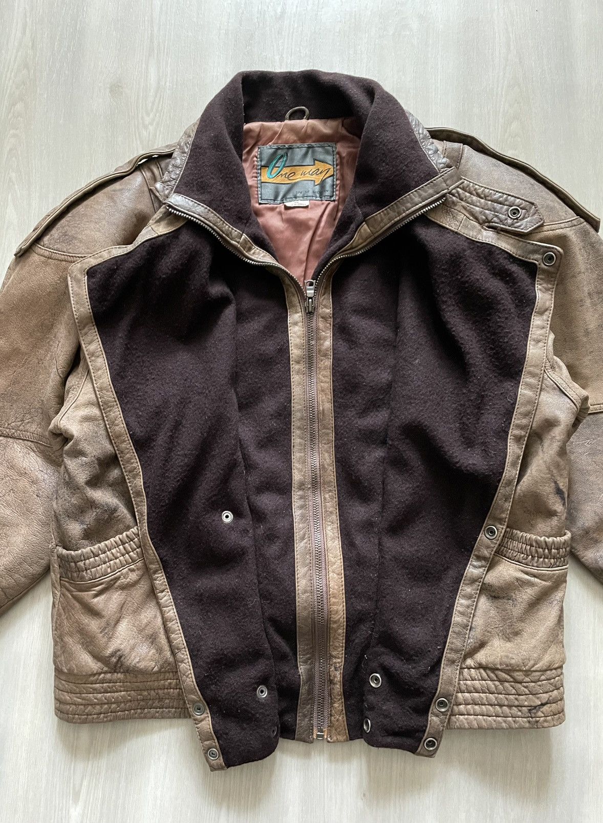 Genuine Leather × Vintage Vintage Brown Leather Bomber Jacket Zip Snap Closure Sz 40 Size US L / EU 52-54 / 3 - 6 Thumbnail