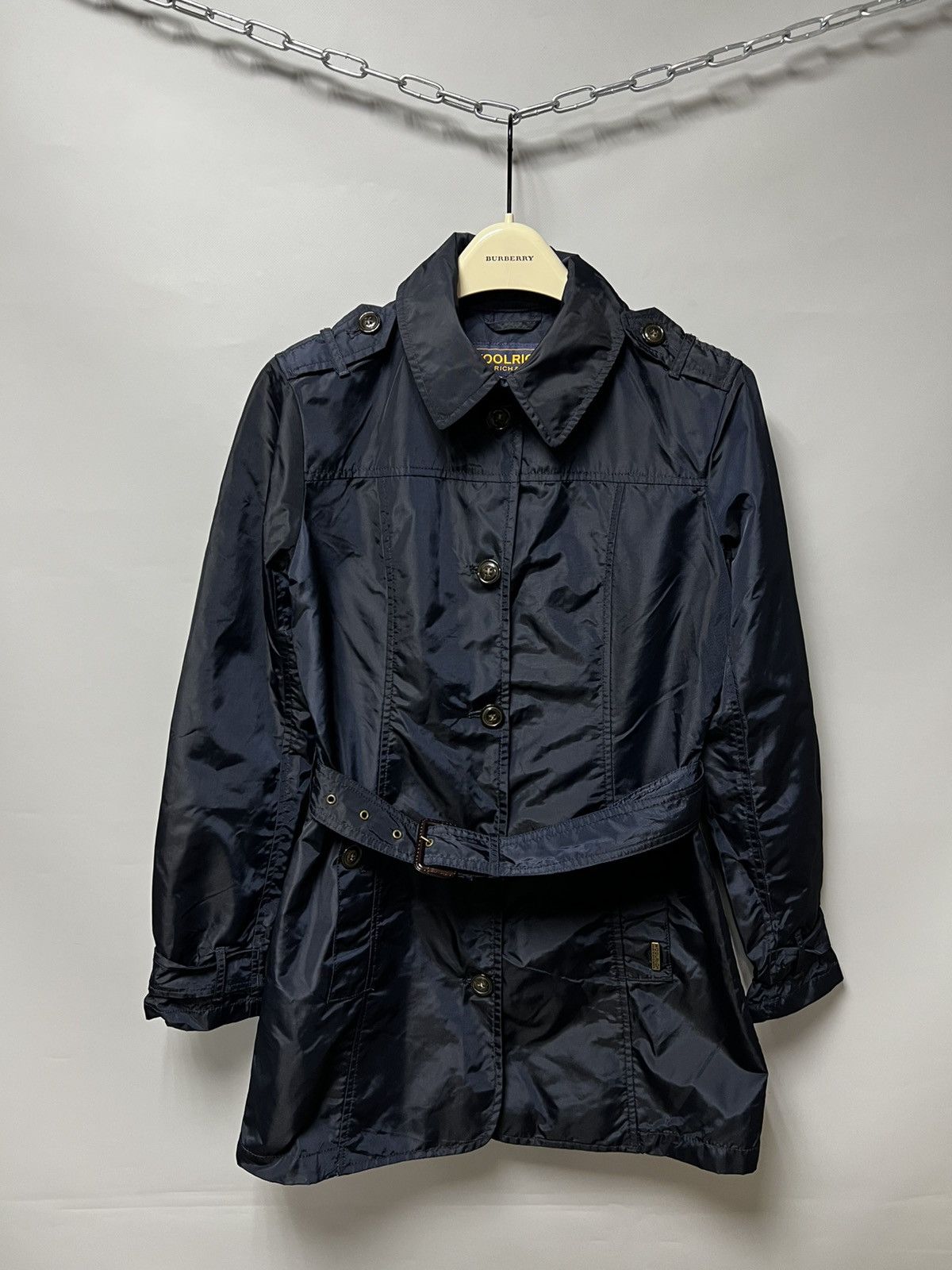 WOOLRICH Trench Coat For Women’s 100% Nylon Navy