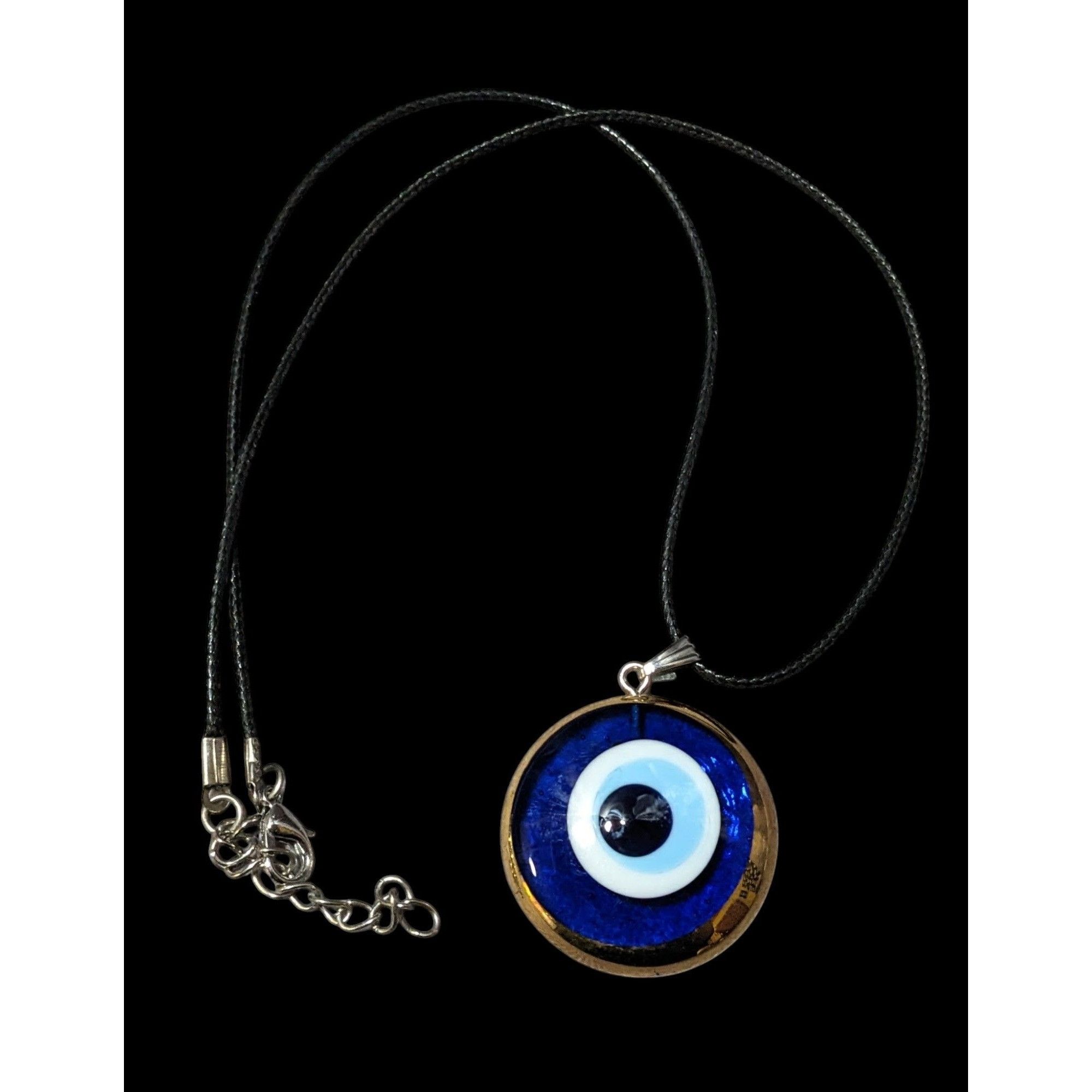 Other Glass Evil Eye Blue And Gold Pendant Necklace Size ONE SIZE - 1 Thumbnail