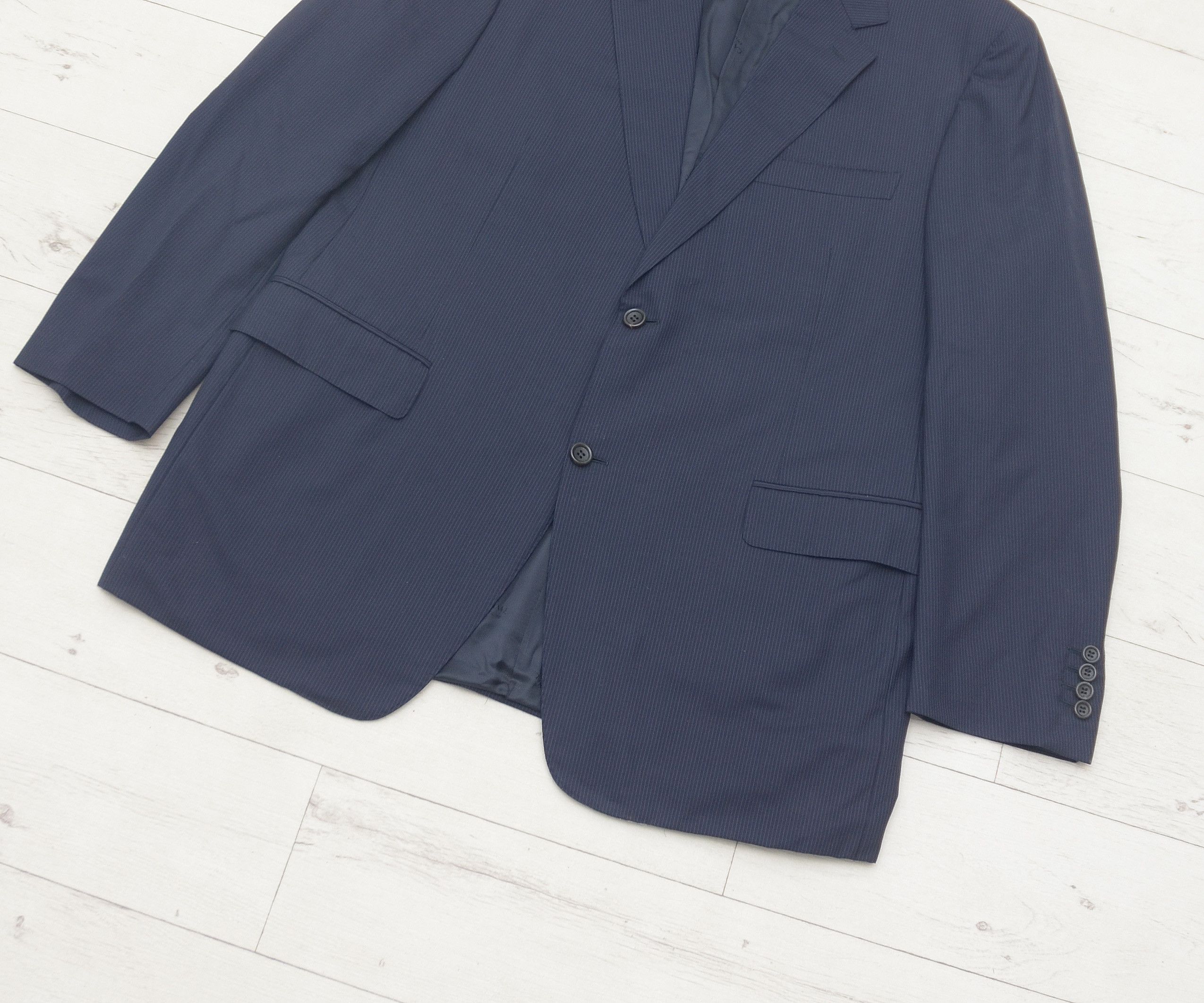 Canali × Designer Canali Wool 2-Buttons Strips Blazer Size 56 Super 150's Size 54R - 3 Thumbnail
