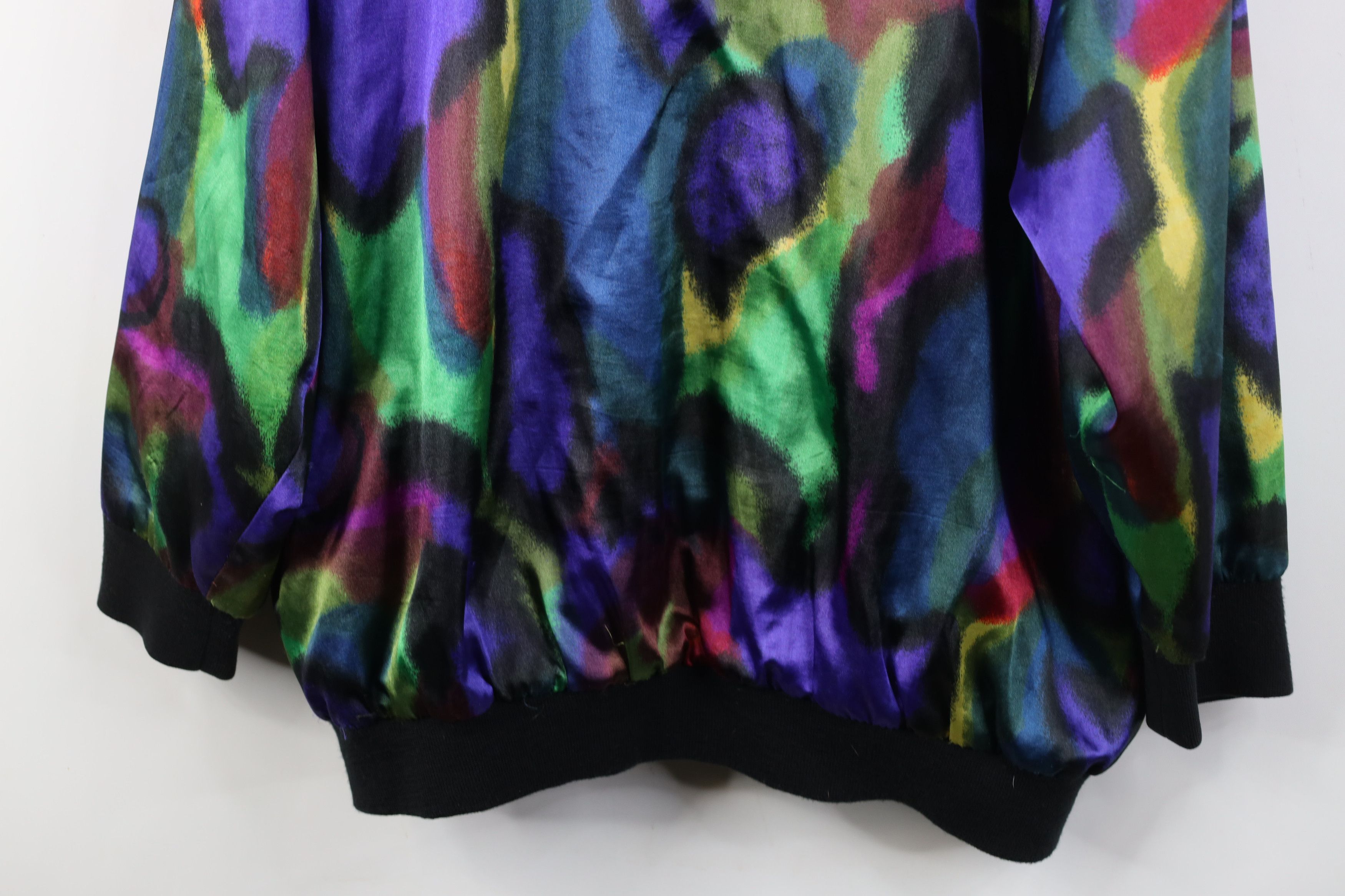 Vintage Vintage 90s Streetwear Silky Rainbow Full Zip Bomber Jacket Size XXL / US 16-18 / IT 52-54 - 15 Thumbnail