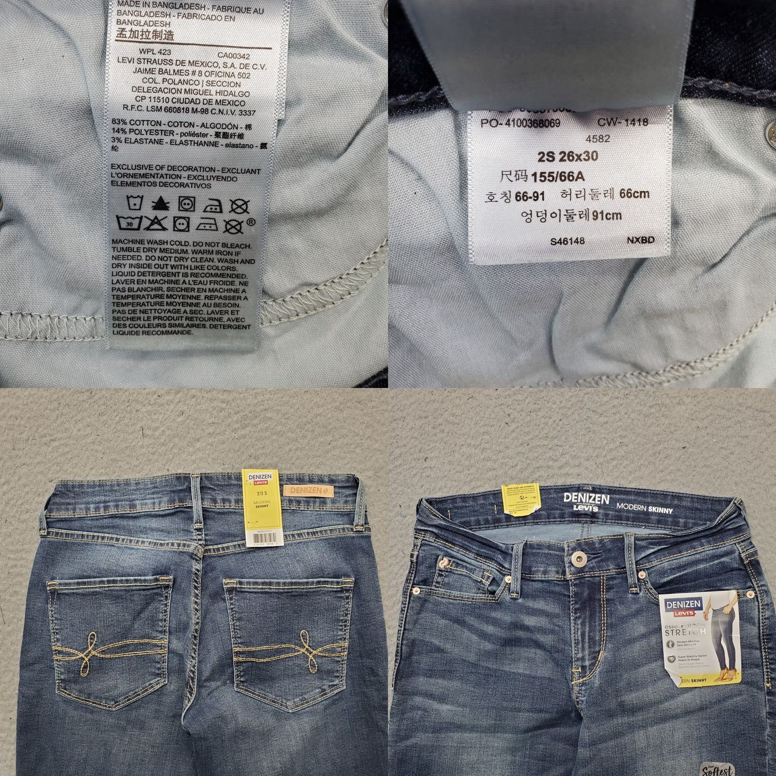 Denizen DENIZEN from Levi's Jeans Womens Size 2 Blue Denim Faded Stretch Modern Skinny Leg Size 26" / US 2 / IT 38 - 8 Thumbnail