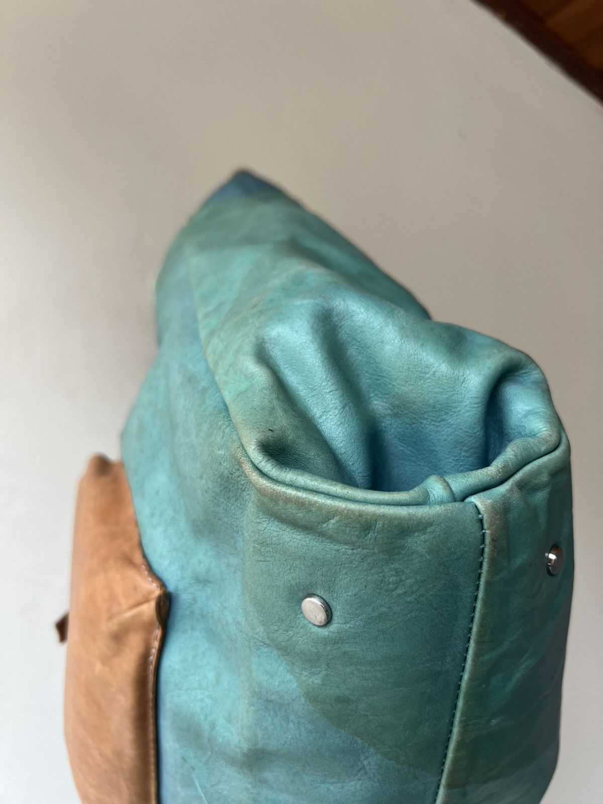 Leather Vintage Icaru Japan Faded Distressed Patina Leather Tote Bag Size ONE SIZE - 19 Thumbnail