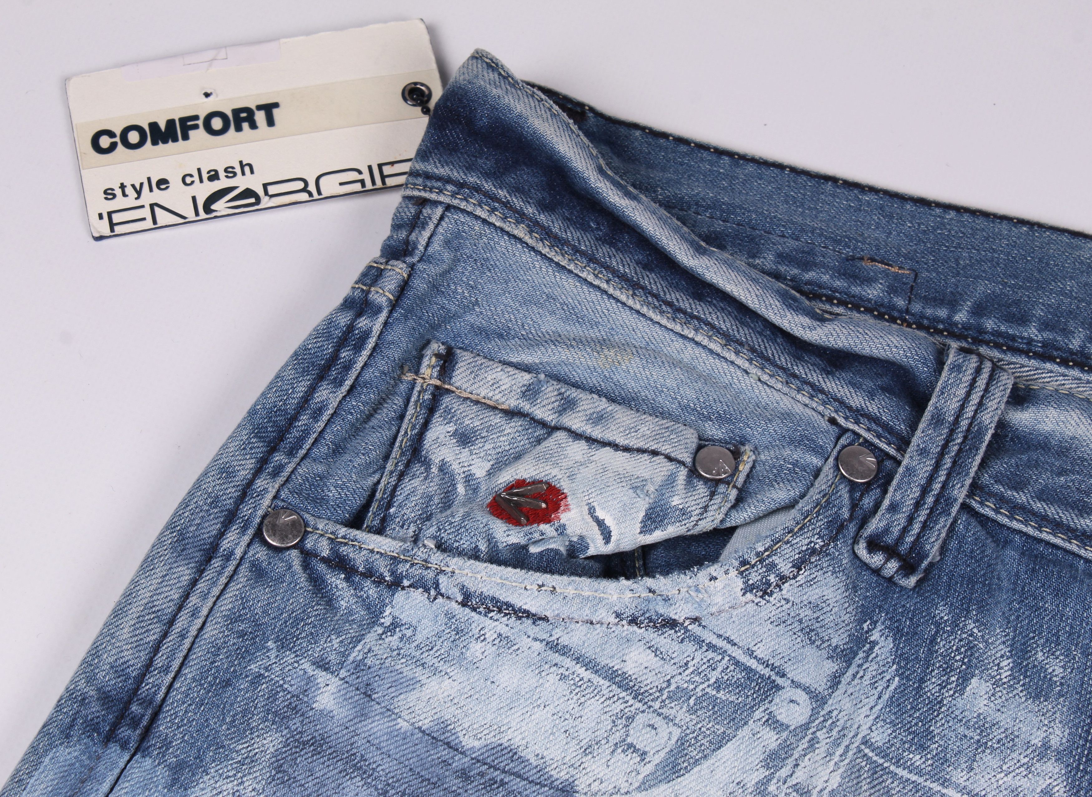 Energie Energie Y2K Distressed Painted Denim Jeans Size US 32 / EU 48 - 3 Thumbnail
