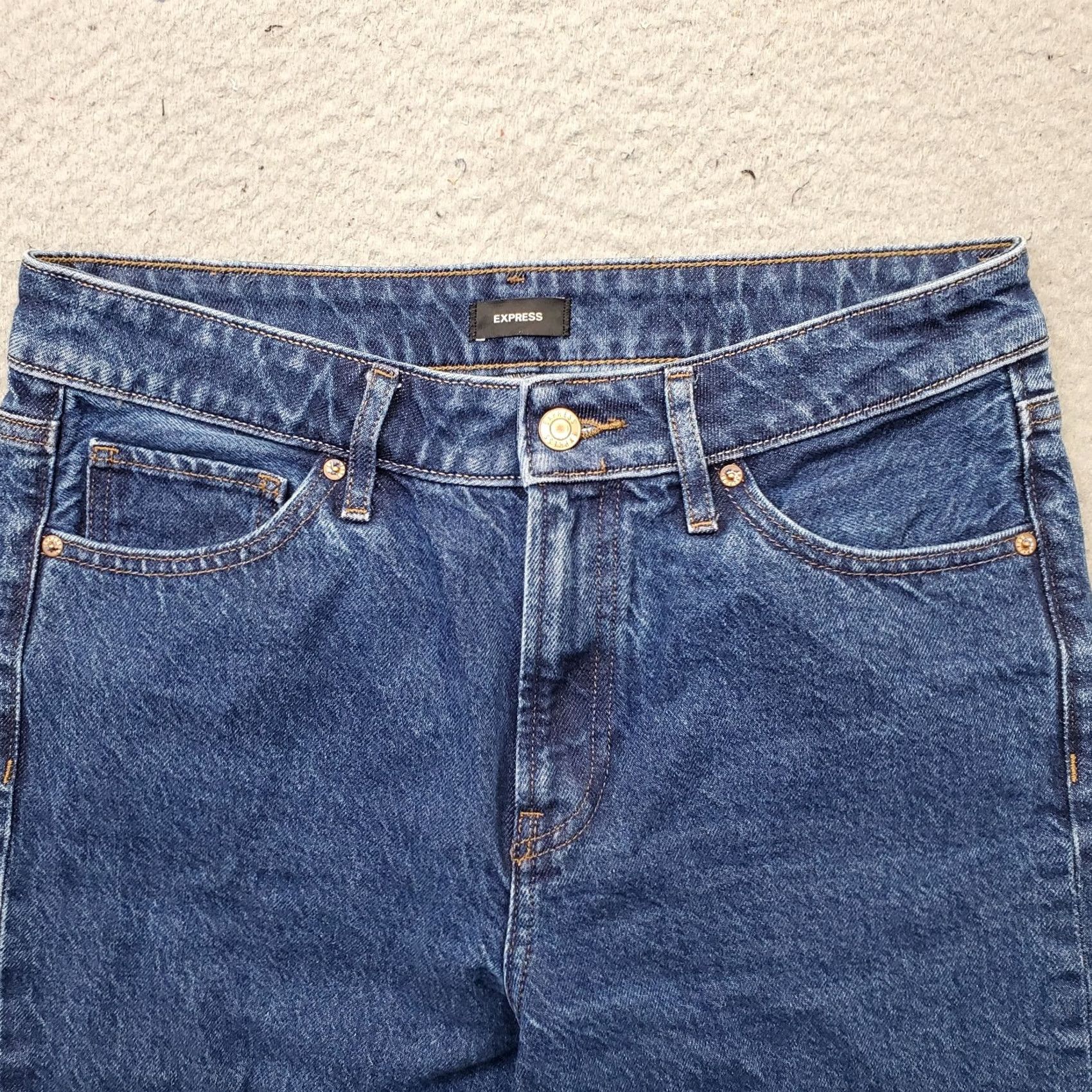 Express Express Jeans Womens 6R Blue Denim Wide Leg High Rise Frayed Hem 30.5" Inseam Straight Leg Pants Size 6 Womens Size 28" / US 6 / IT 42 - 7 Thumbnail
